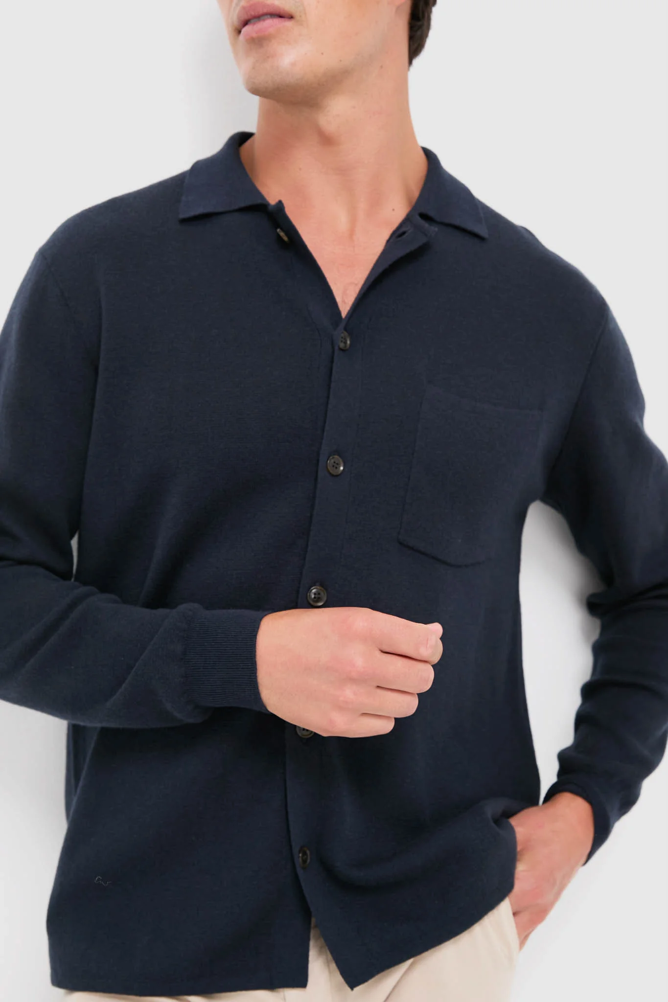 Navy Merino Cardigan - Image 6