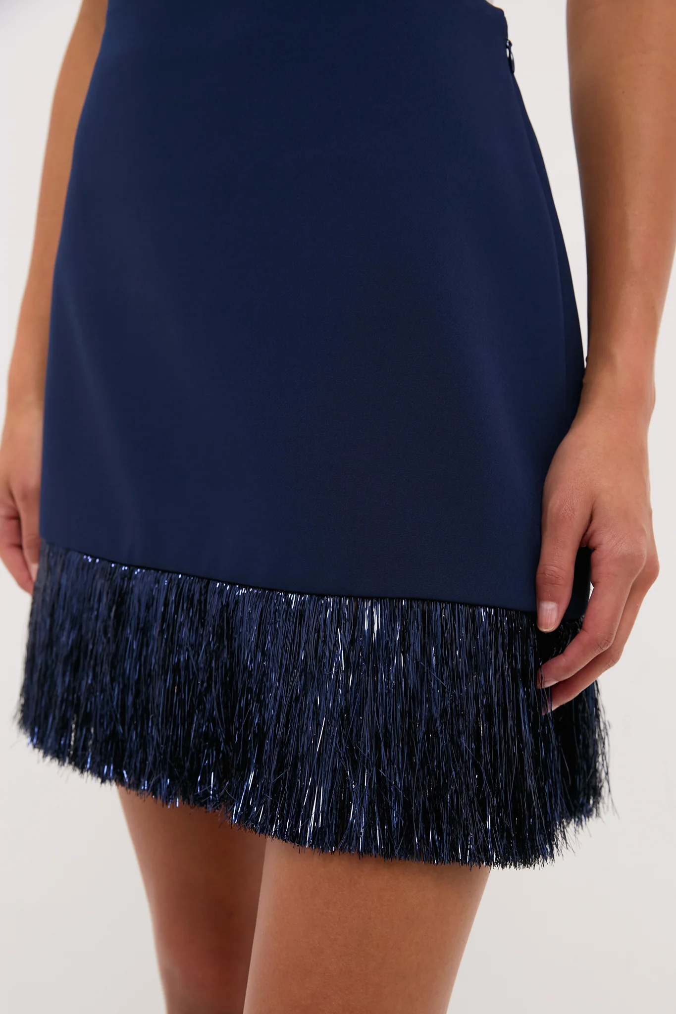 Navy Metallic Fringe Francie Mini Skirt - Image 5