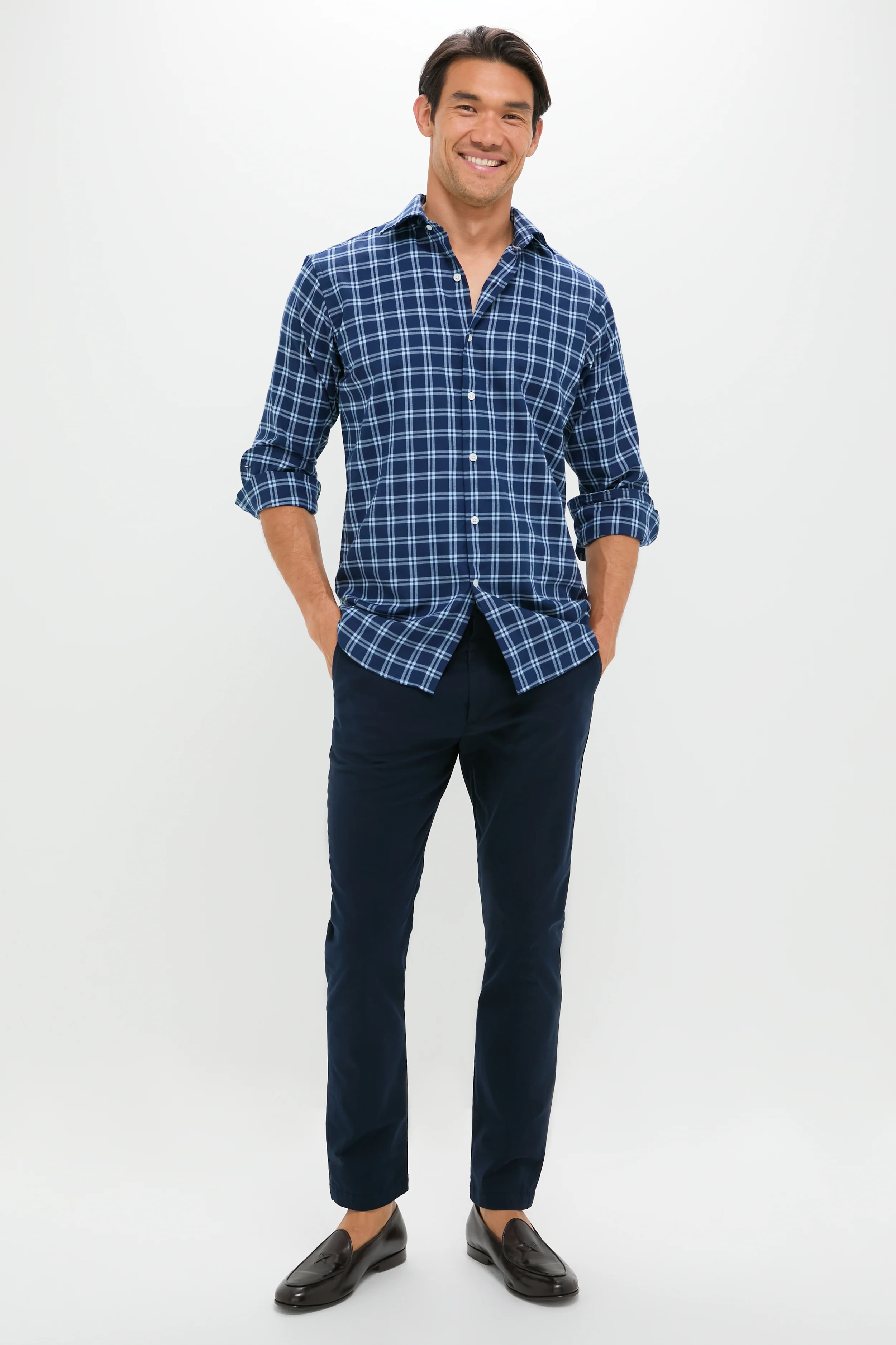 Navy Mystic Performance Flannel Sport Shirt - Image 2