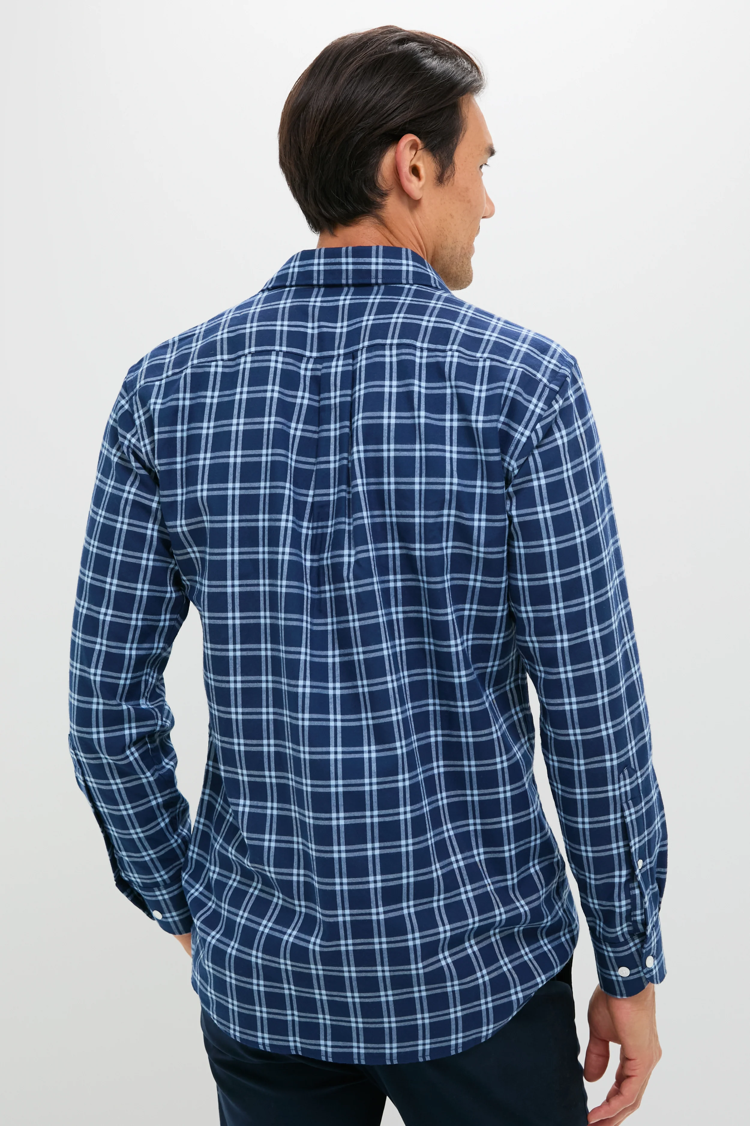 Navy Mystic Performance Flannel Sport Shirt - Image 4