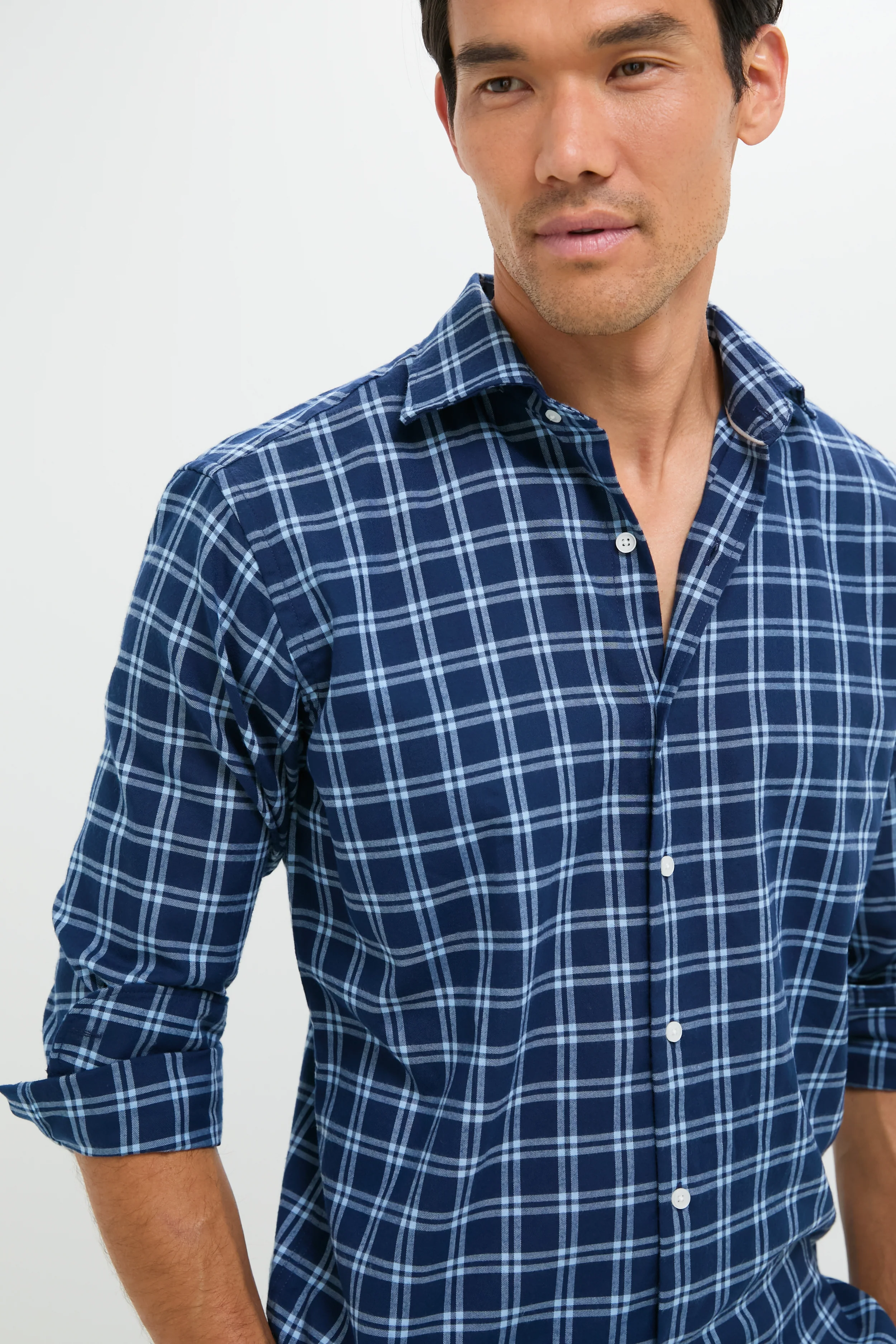 Navy Mystic Performance Flannel Sport Shirt - Image 5