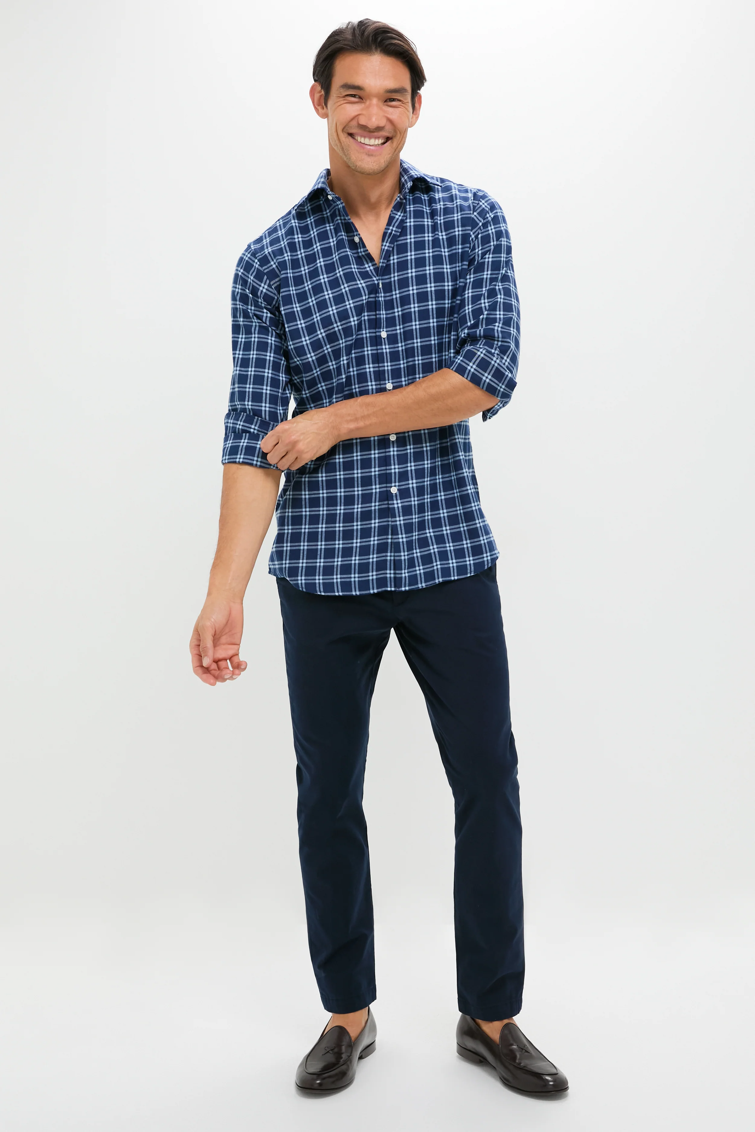 Navy Mystic Performance Flannel Sport Shirt - Image 6