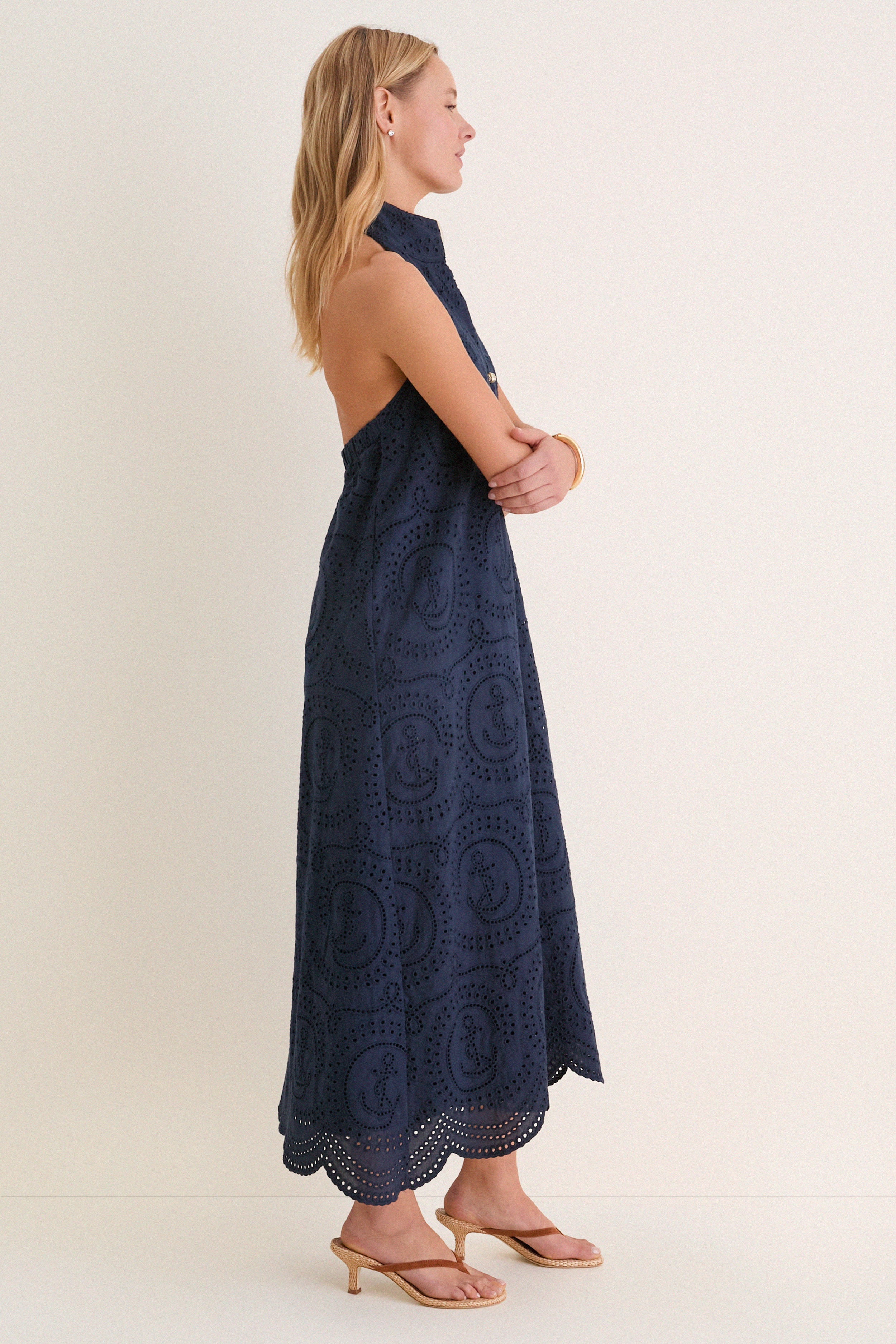 Navy Nautical Eyelet Jagger Dress - Image 3
