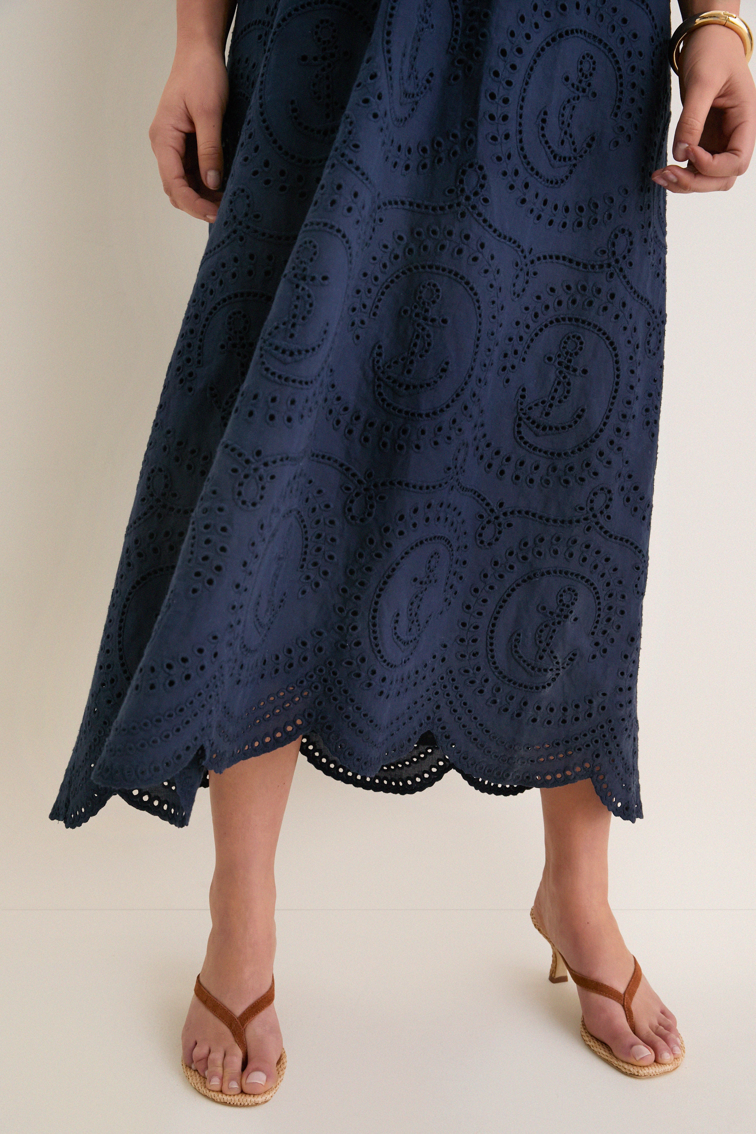 Navy Nautical Eyelet Jagger Dress - Image 6