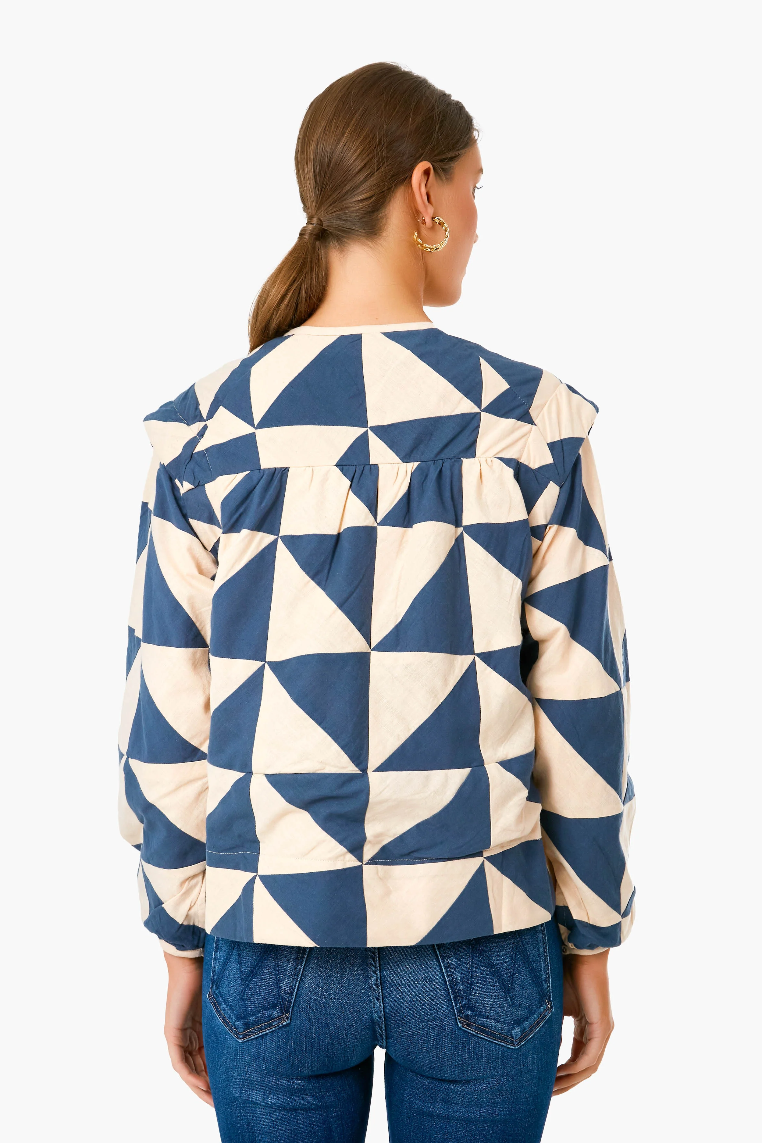 Navy Peach Patchwork Malaga Top - Image 4