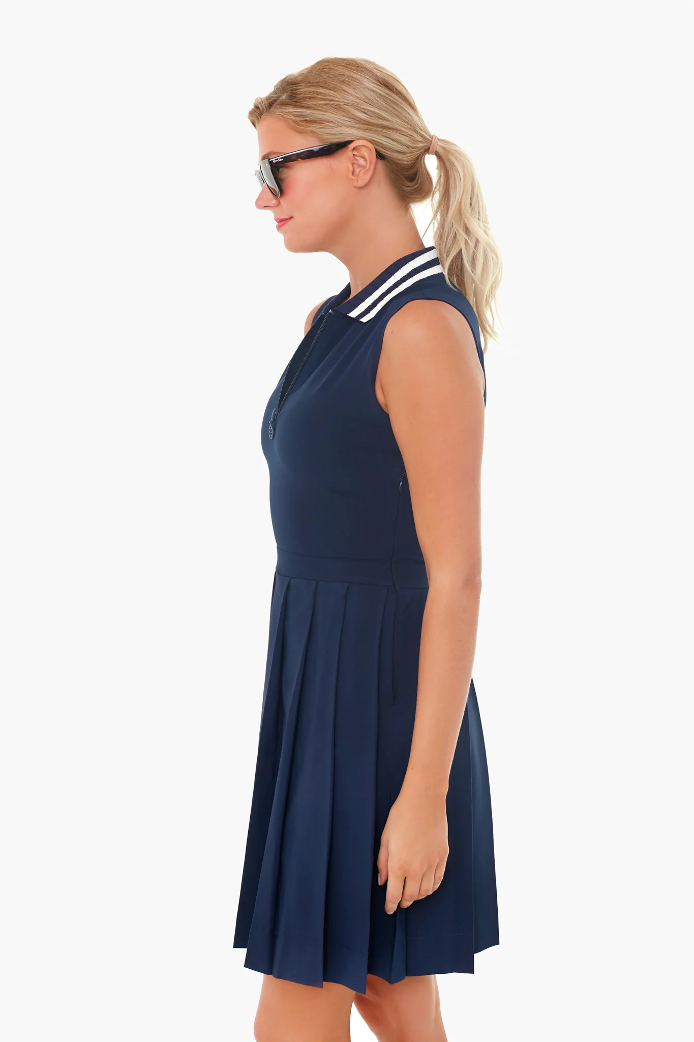 Navy Performance Pleated Golf Dress - Image 3