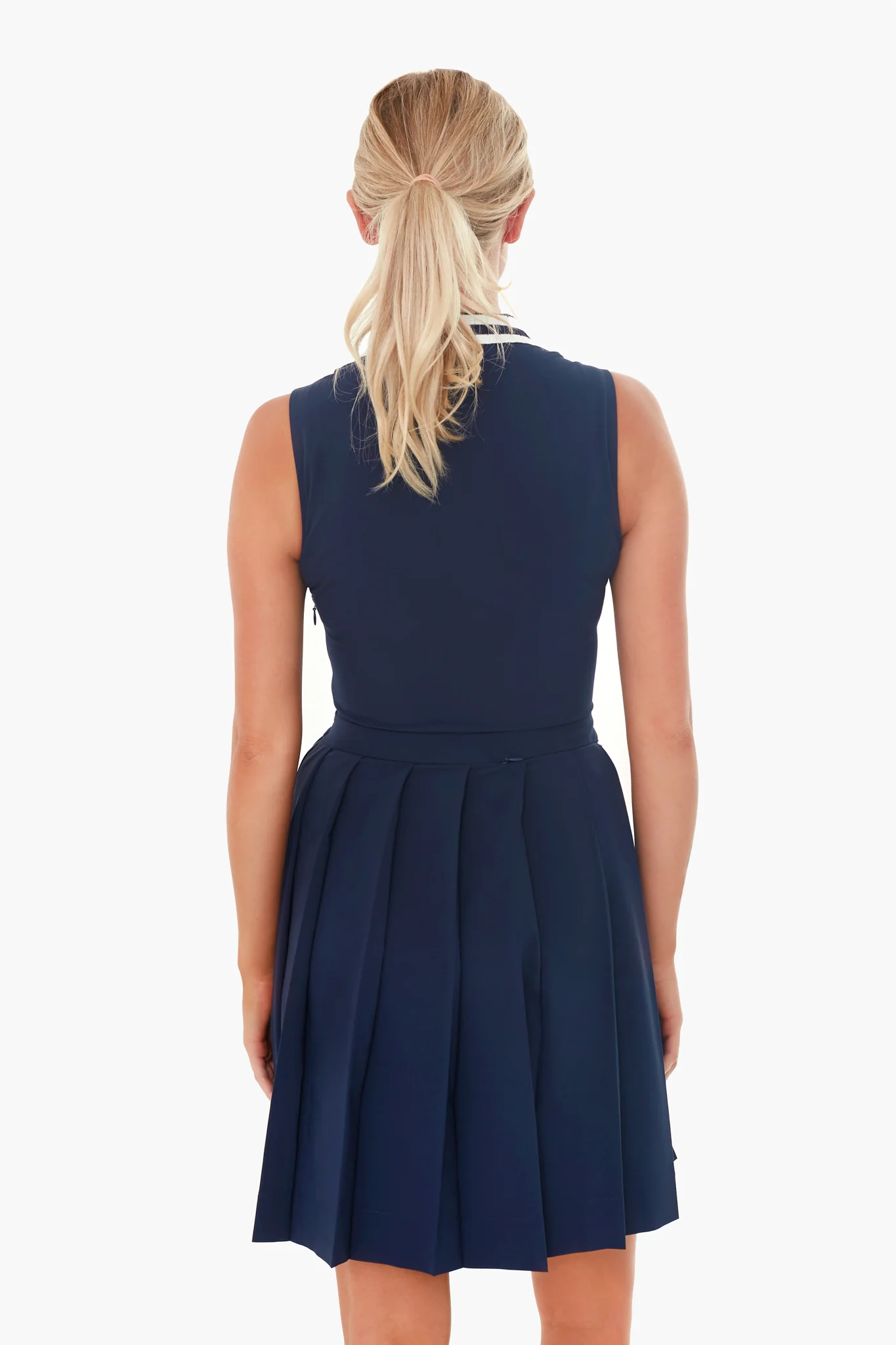 Navy Performance Pleated Golf Dress - Image 4