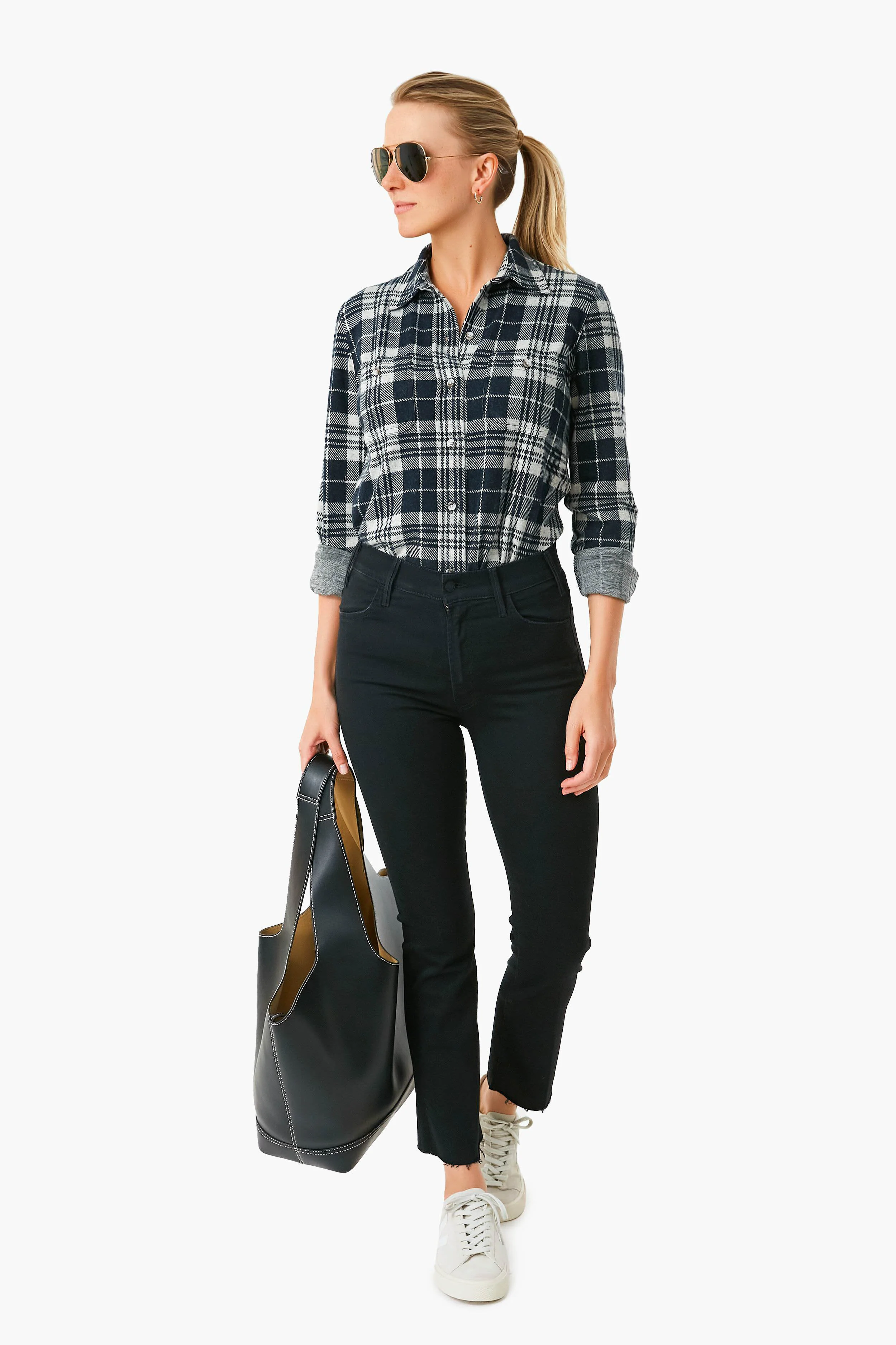 Navy Plaid Legend Sweater Shirt - Image 2