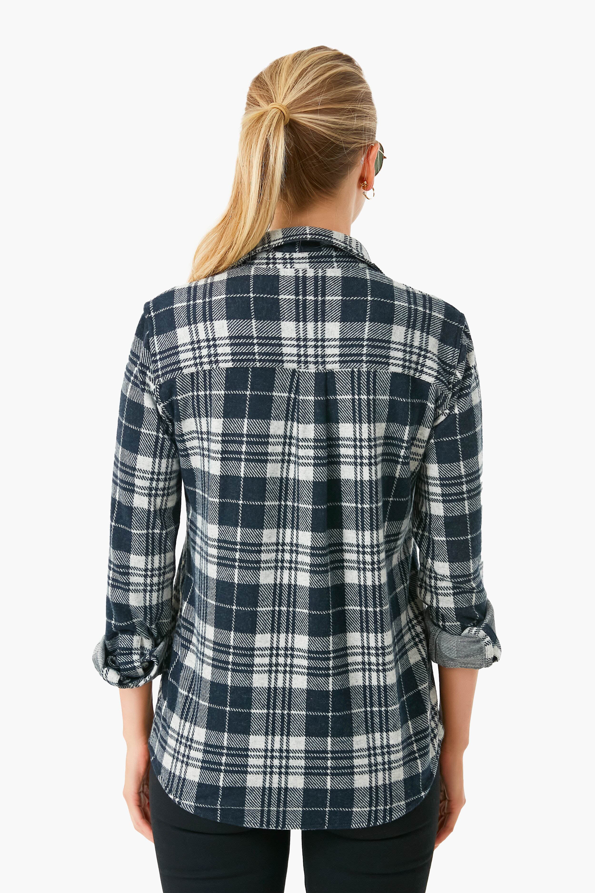 Navy Plaid Legend Sweater Shirt - Image 4