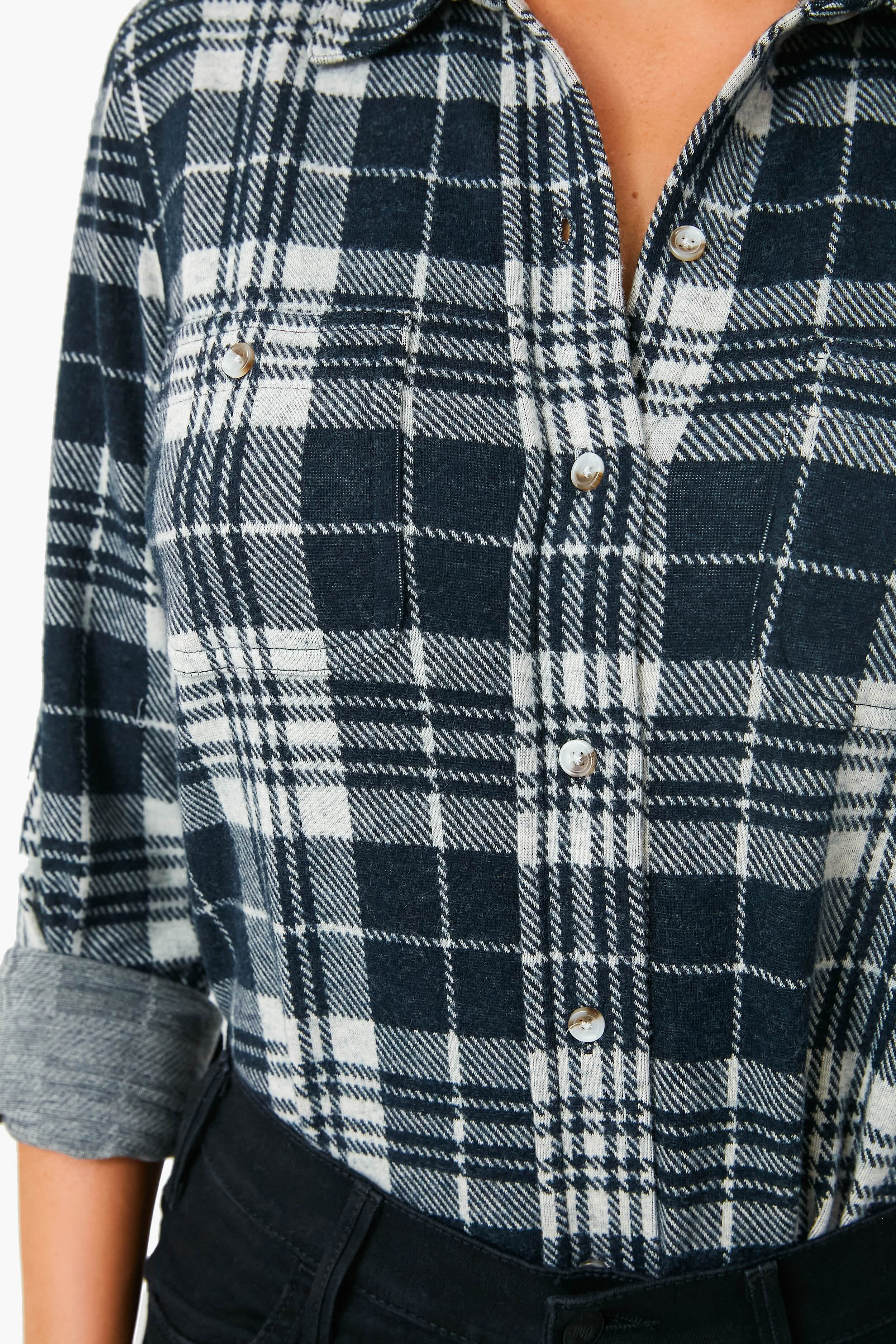 Navy Plaid Legend Sweater Shirt - Image 5