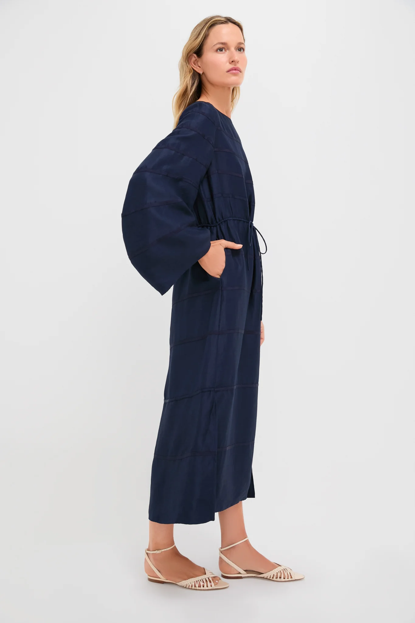Navy Ribbon Caftan Dress - Image 3