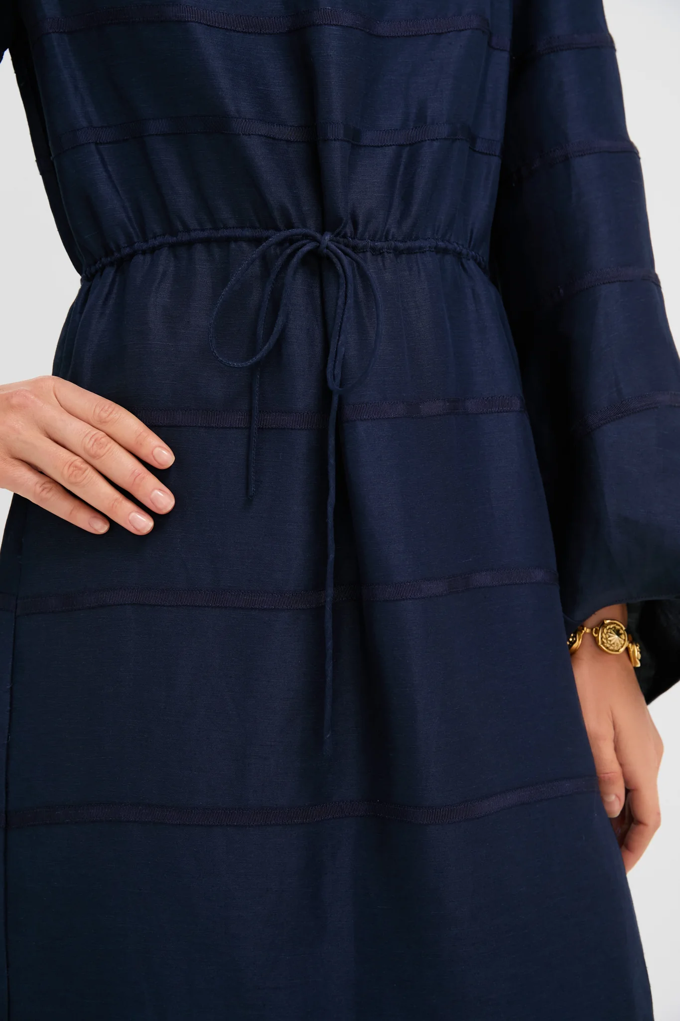 Navy Ribbon Caftan Dress - Image 6