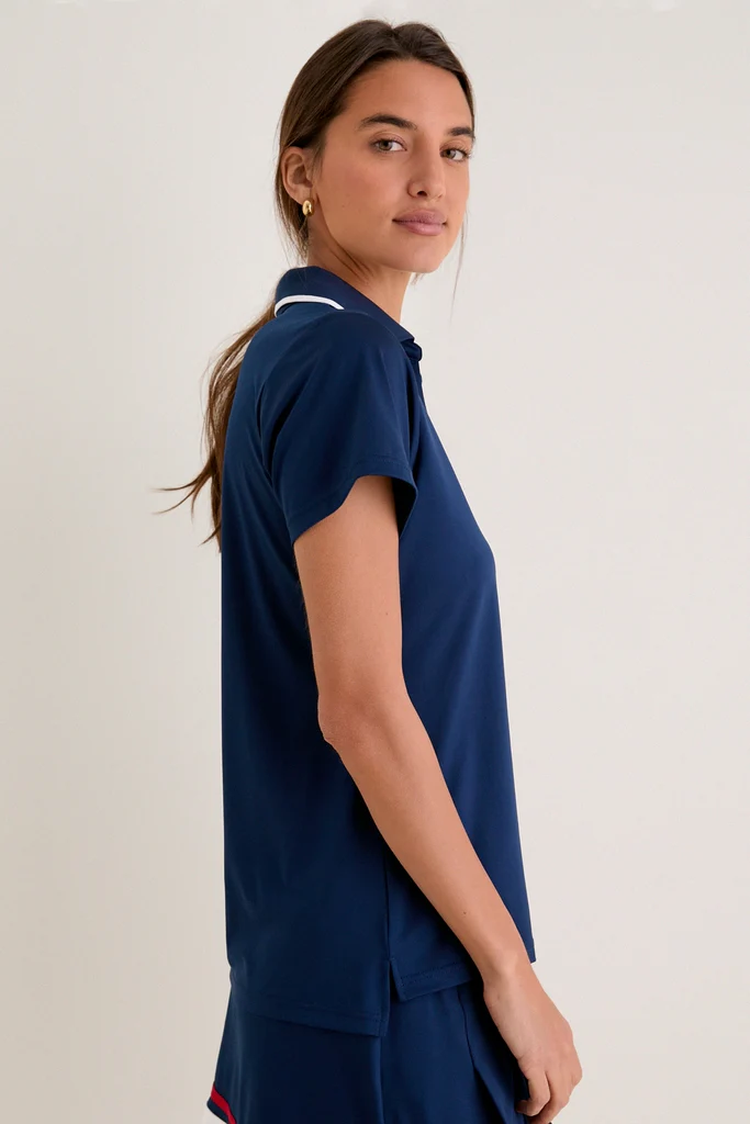 Navy Short Sleeve Performance Jersey Caroline Polo - Image 3