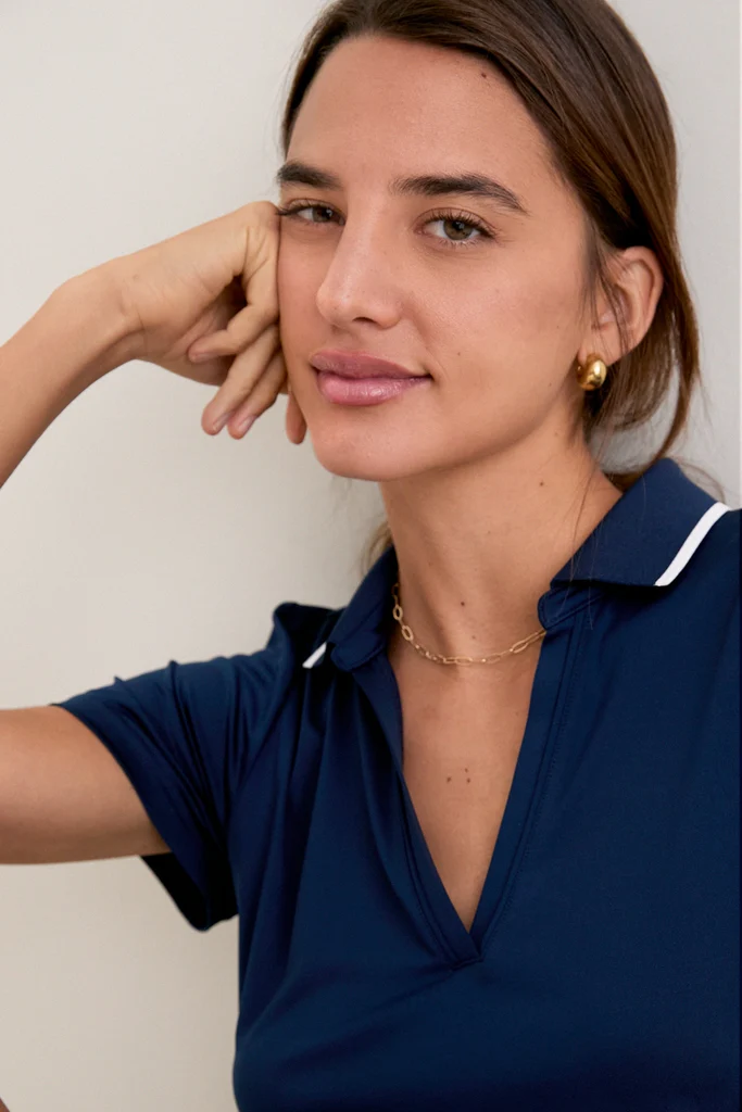 Navy Short Sleeve Performance Jersey Caroline Polo - Image 5