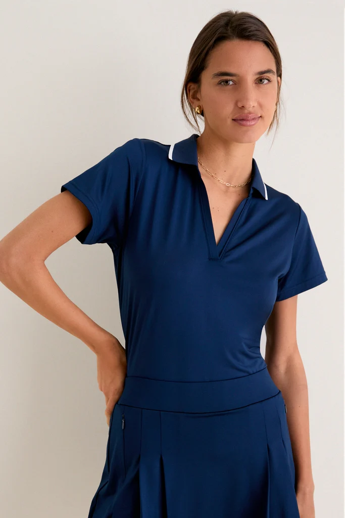Navy Short Sleeve Performance Jersey Caroline Polo - Image 7