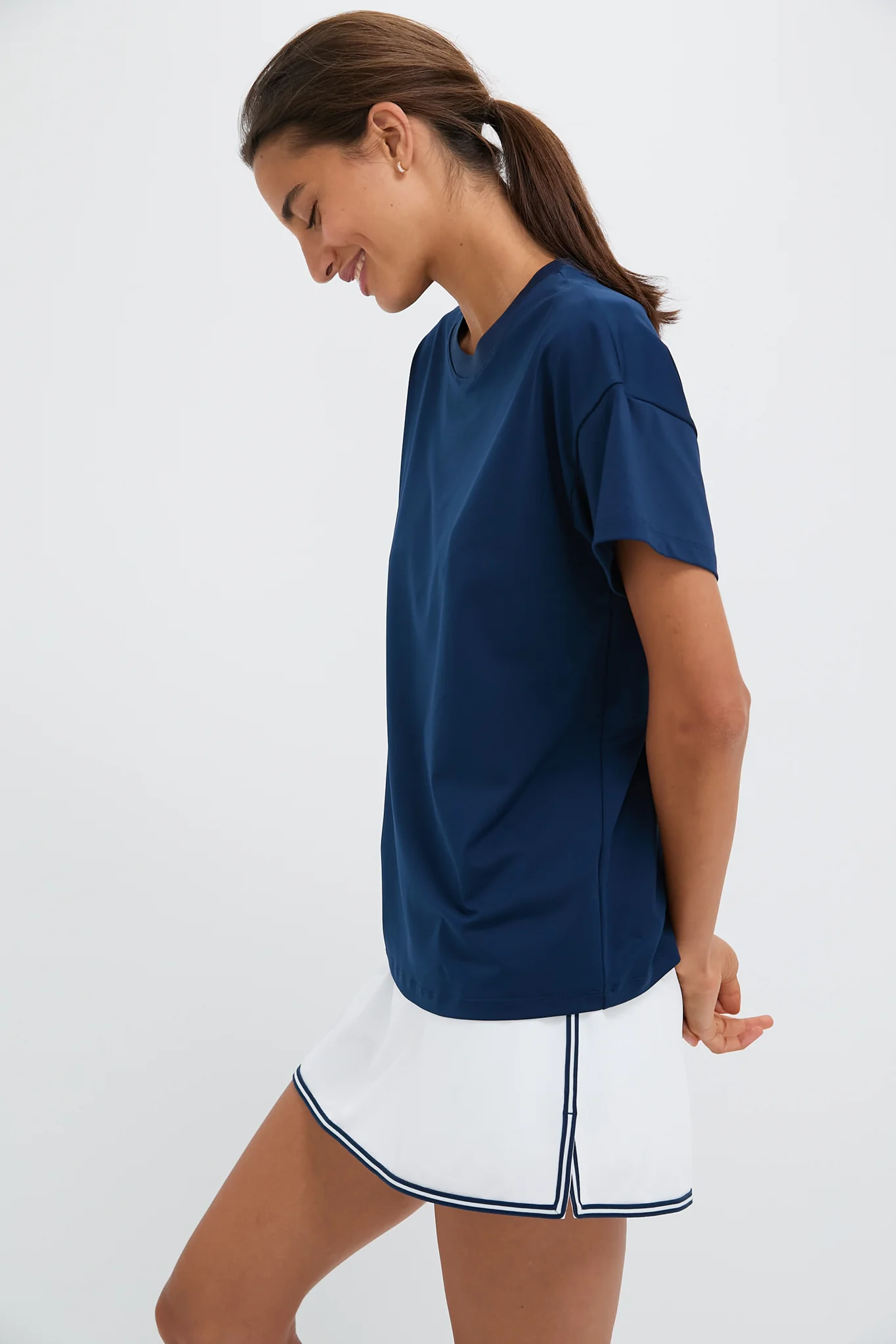 Navy Short Sleeve Performance Jersey Ryan Boyfriend Tee - Image 3