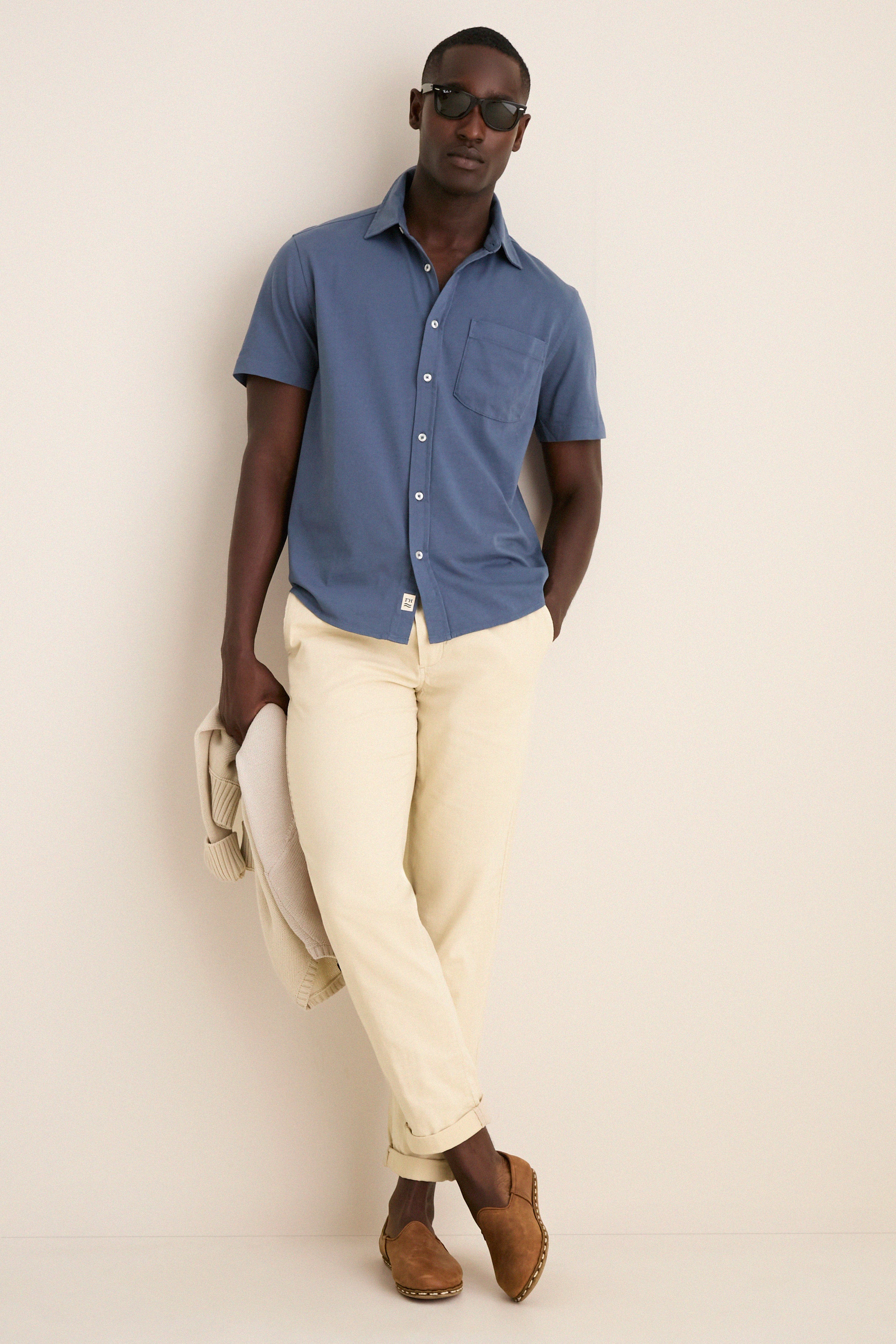 Navy Short Sleeve Saltaire Shirt - Image 2