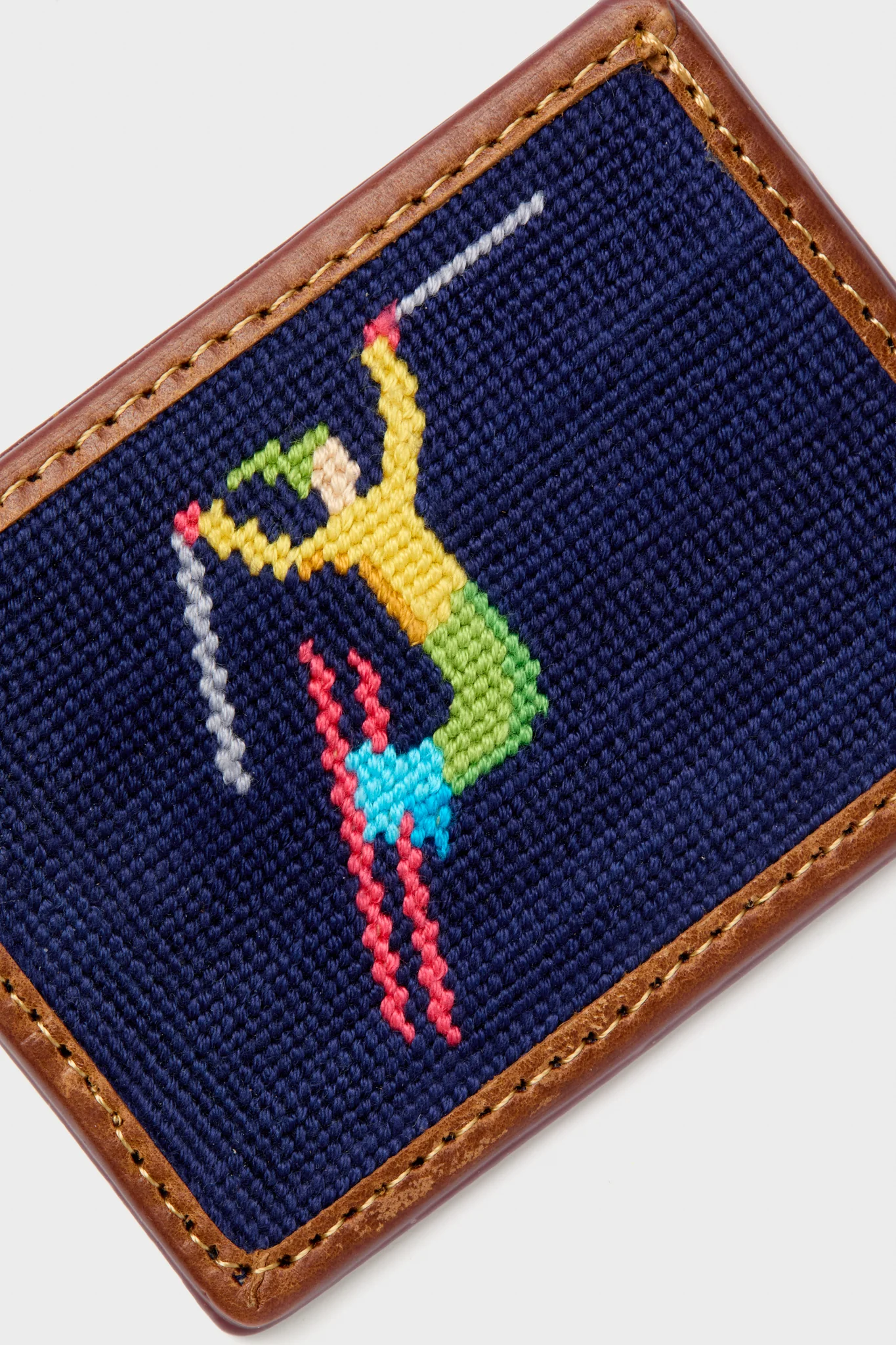 Navy Ski Tricks Needlepoint Credit Card Wallet - Image 3