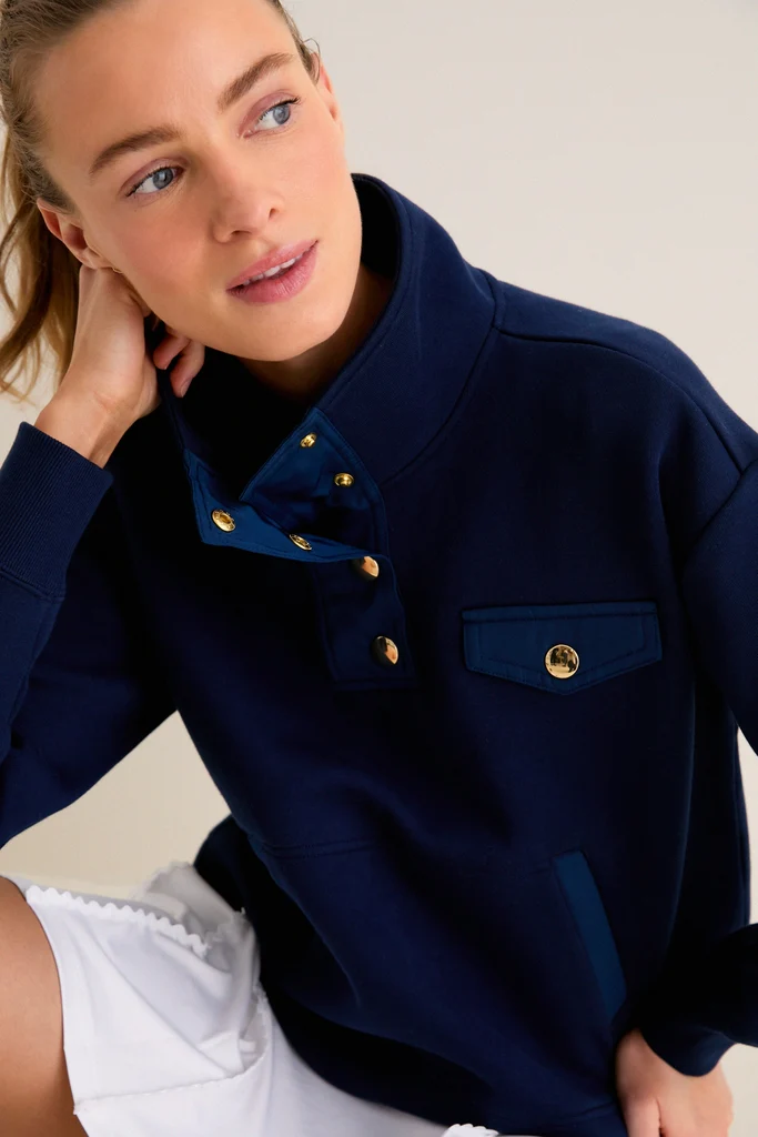 Navy Snap Neck Bailey Pullover - Image 5