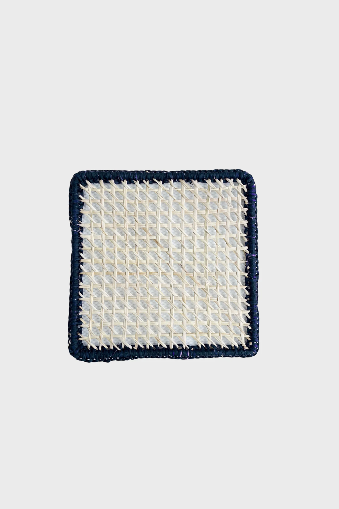 Navy Square Rattan Coasters - Image 2