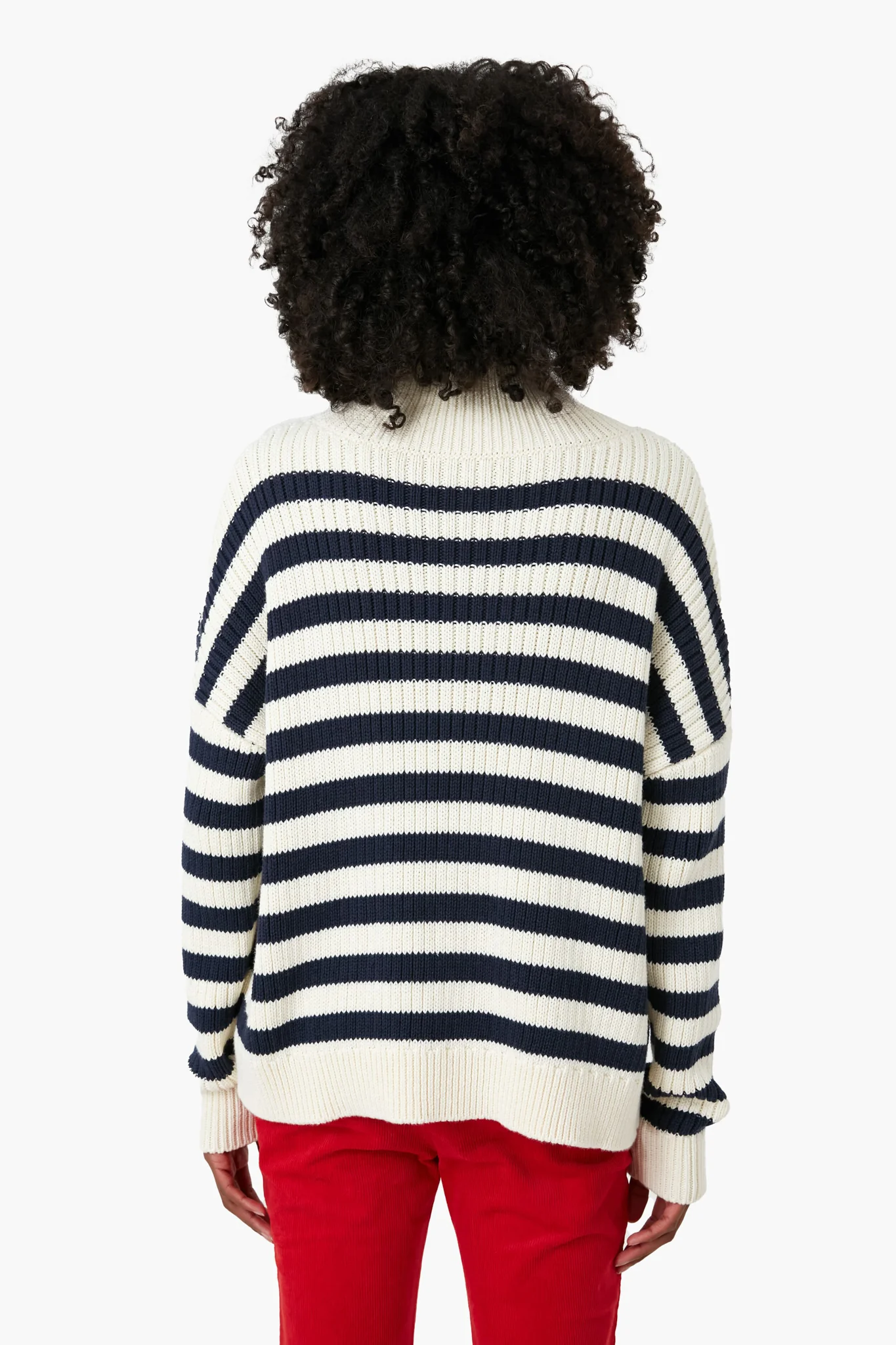 Navy Stripe Carolyn Funnel Neck Sweater - Image 4
