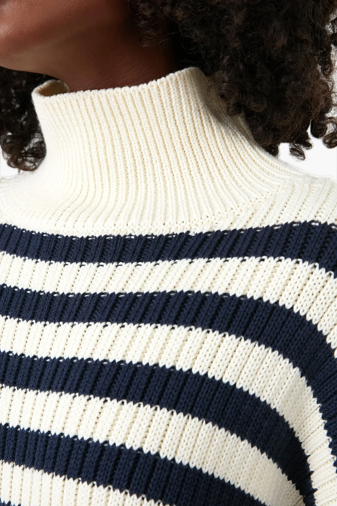 Navy Stripe Carolyn Funnel Neck Sweater - Image 5
