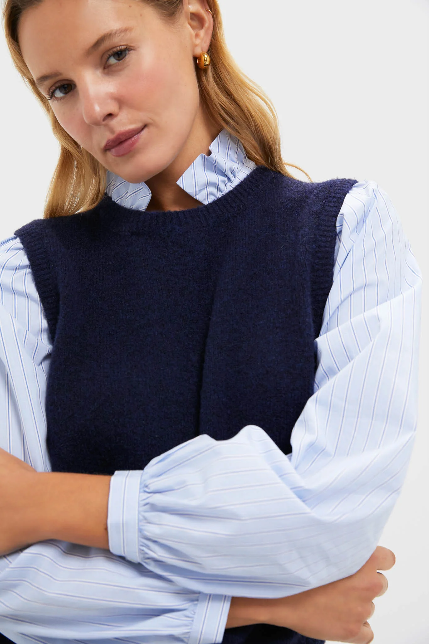 Navy Striped Ella Sweater Blouse - Image 5