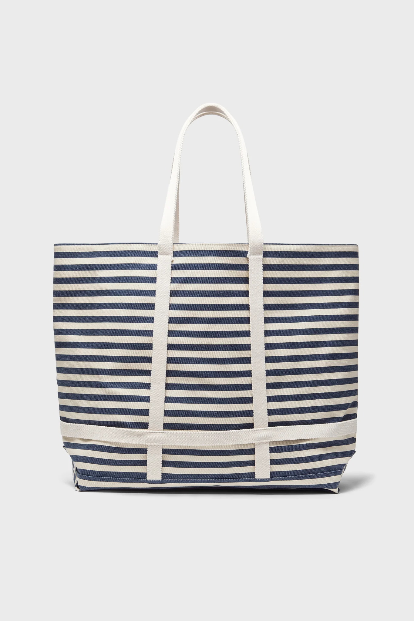 Navy Striped Sunhat Size Traveler Tote - Image 4