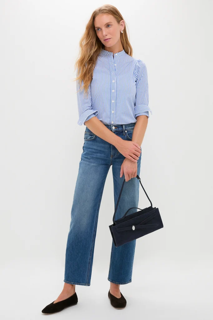 Navy Suede Veronica Beard Dash Clutch - Image 3