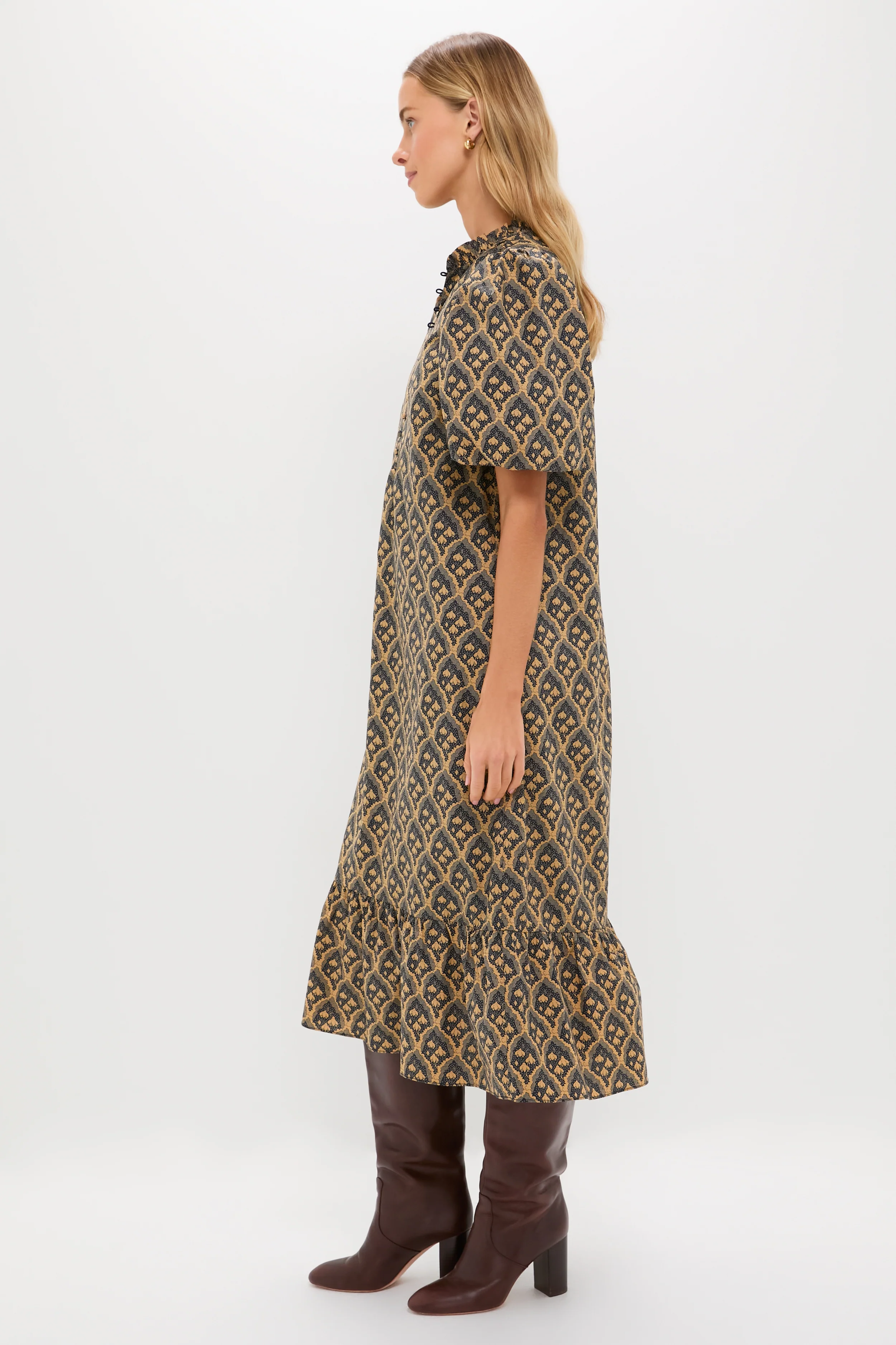 Navy & Tan Floral Mimi Midi Dress - Image 3