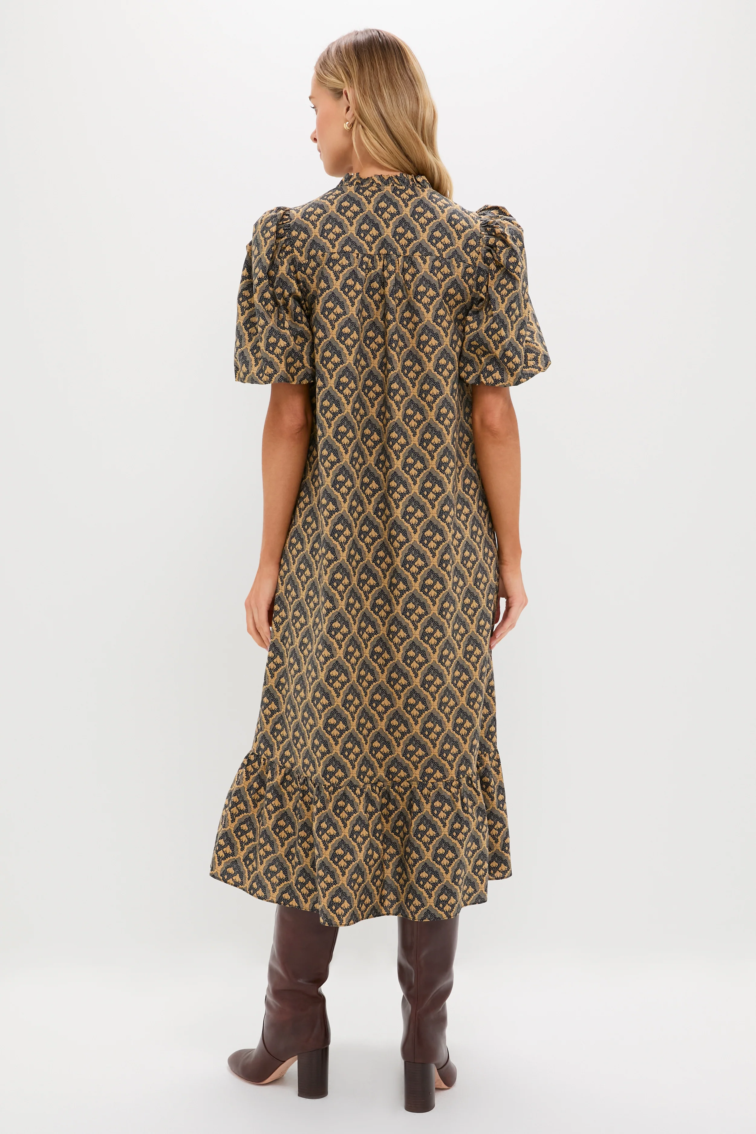 Navy & Tan Floral Mimi Midi Dress - Image 4