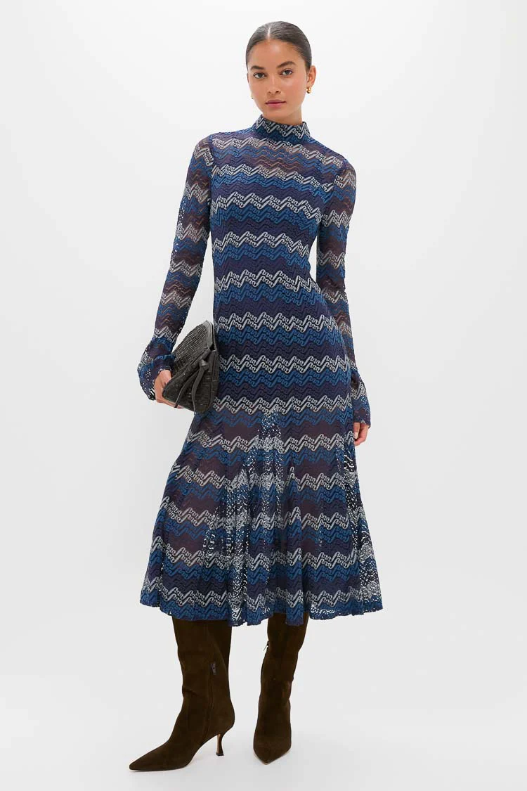 Navy Tonal Lorraine Knit Maxi Dress - Image 2