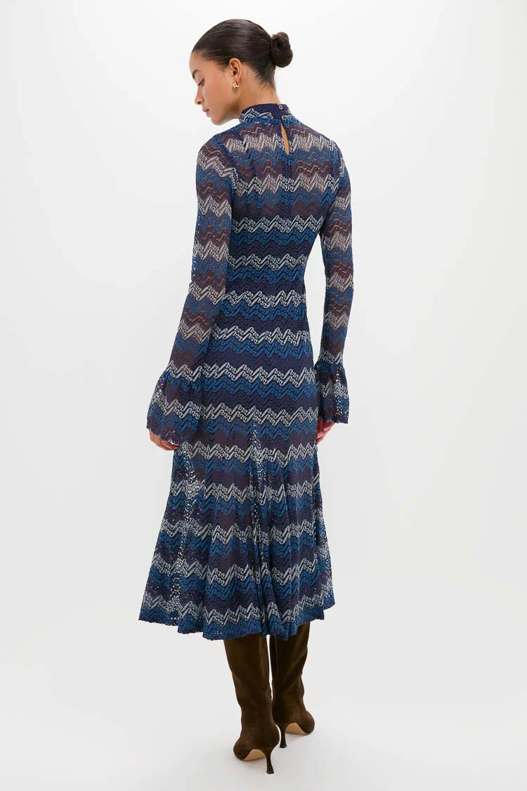Navy Tonal Lorraine Knit Maxi Dress - Image 4
