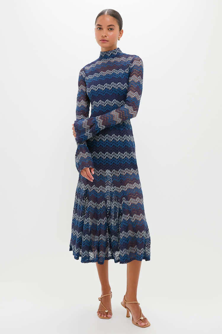 Navy Tonal Lorraine Knit Maxi Dress - Image 6
