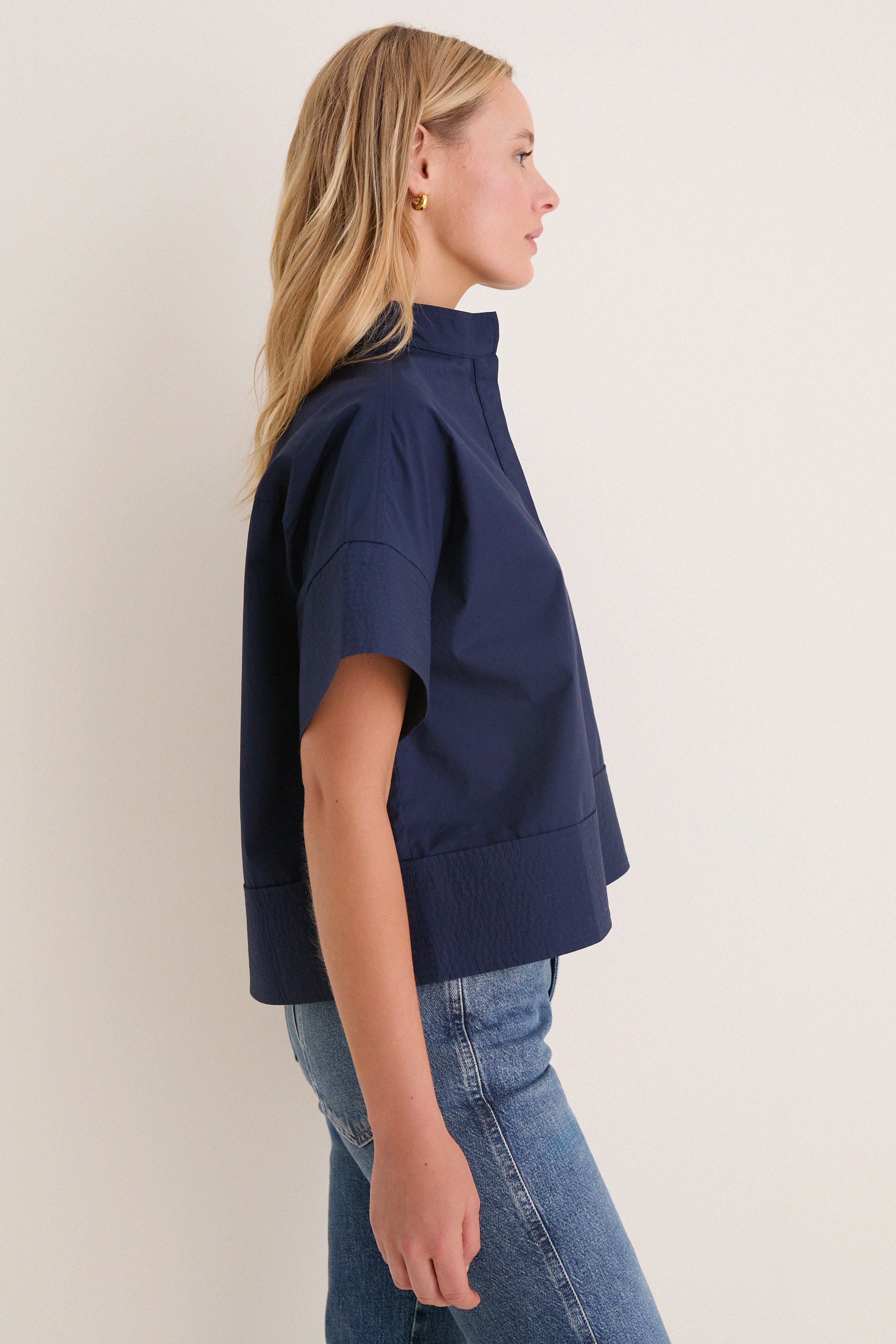 Navy Trapunto Stitch Sofia Shirt - Image 3