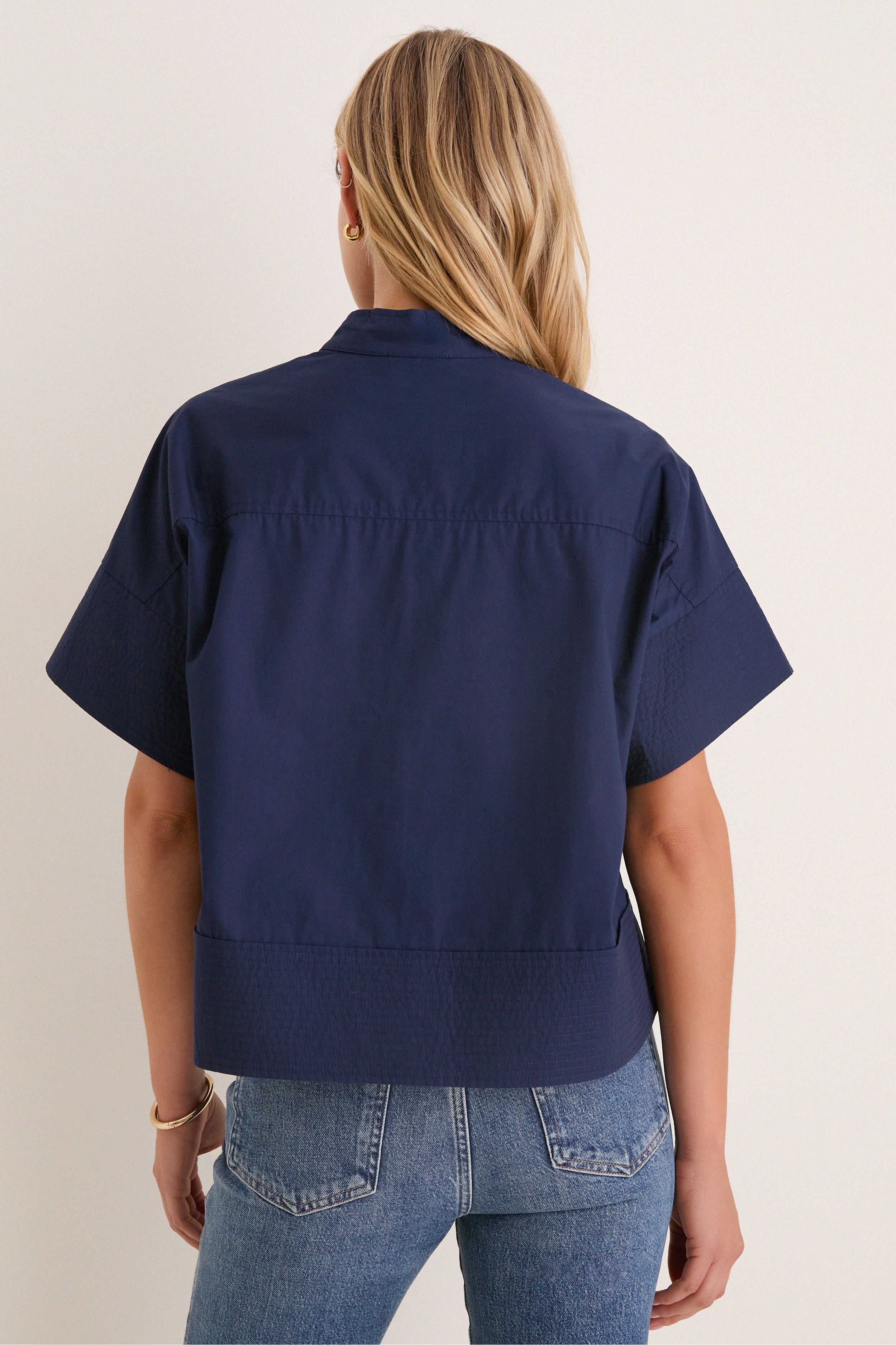 Navy Trapunto Stitch Sofia Shirt - Image 4