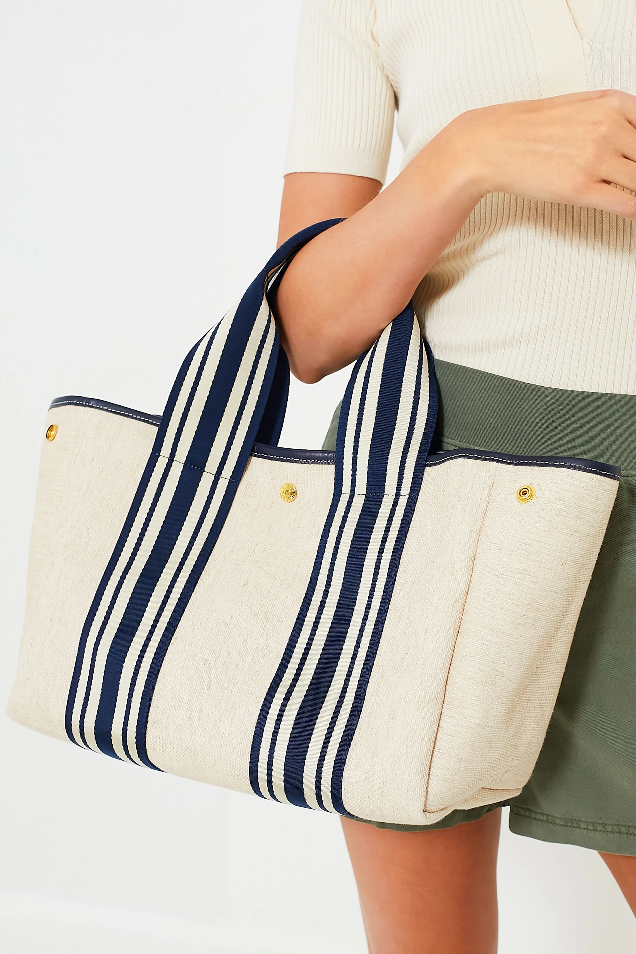 Navy Traversee M Linen Tote - Image 3