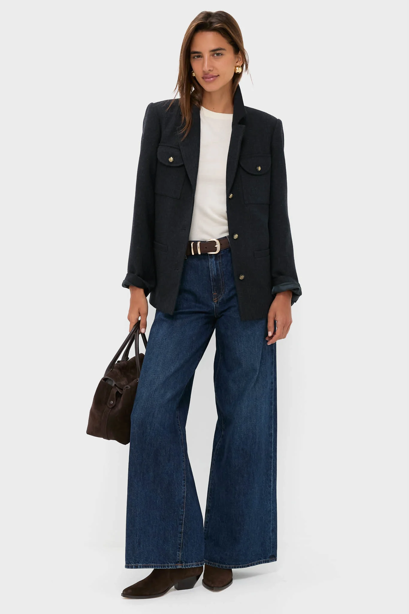 Navy Tweed Military Blazer - Image 2
