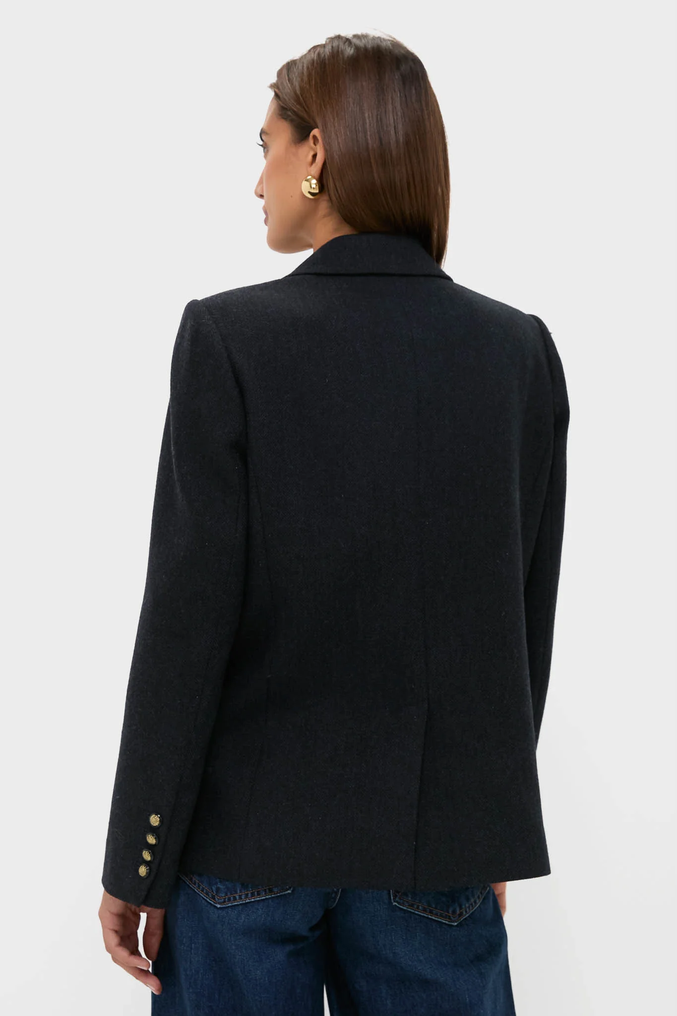 Navy Tweed Military Blazer - Image 3
