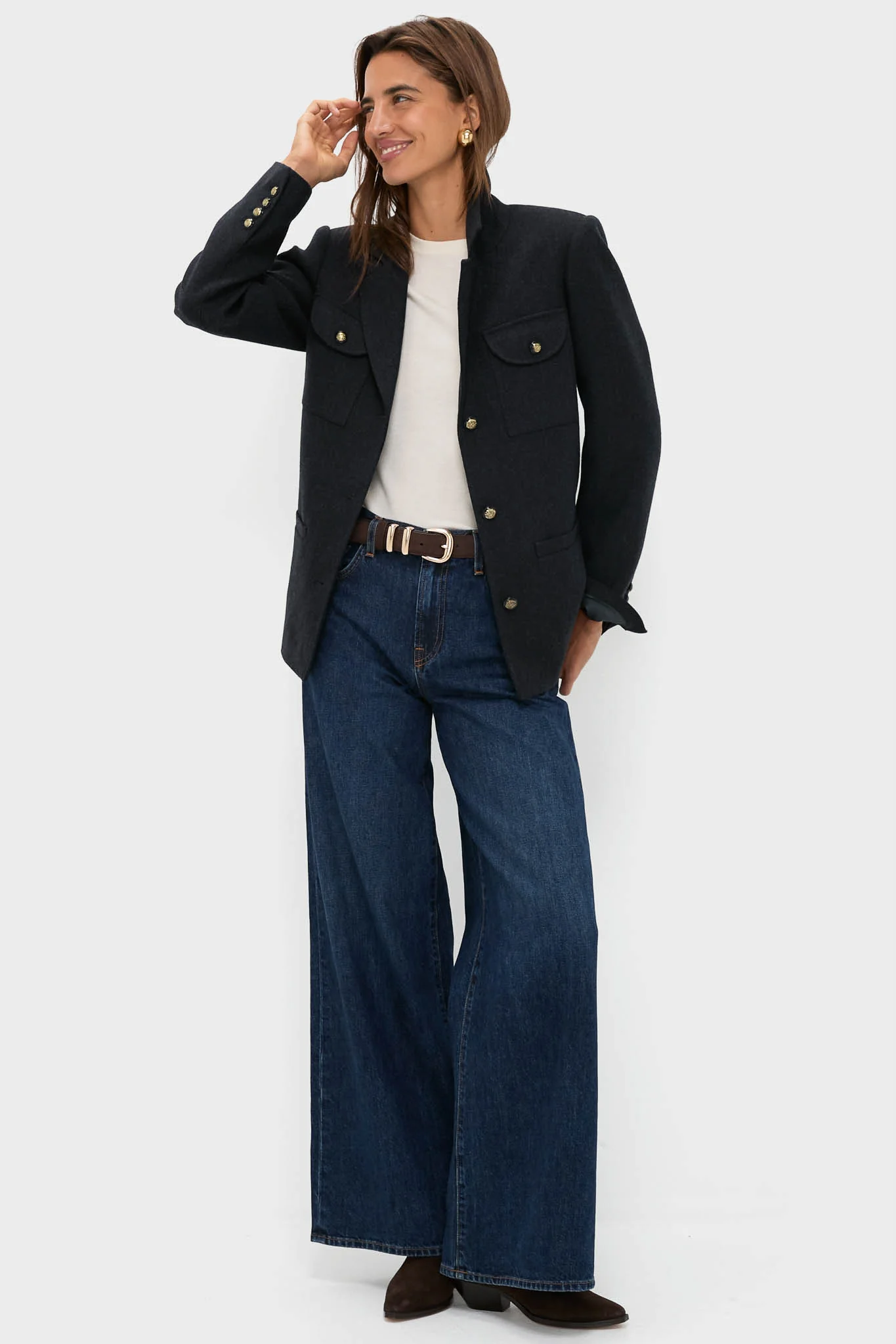 Navy Tweed Military Blazer - Image 5