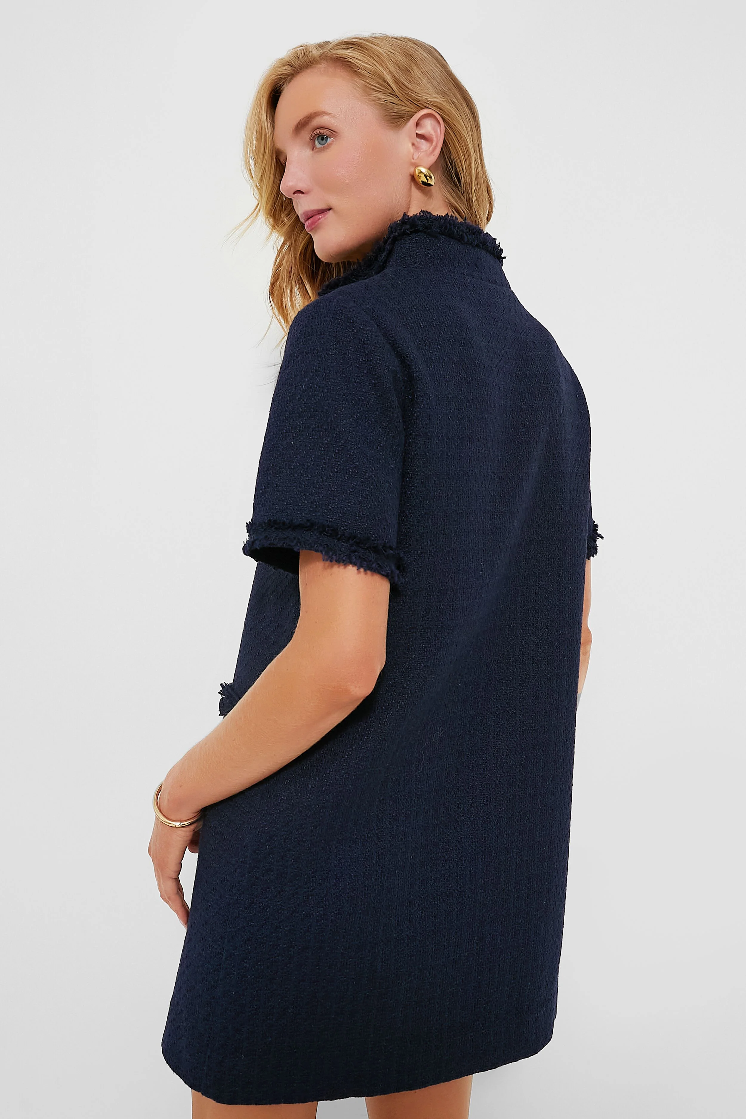 Navy Tweed Ophelia Dress - Image 4