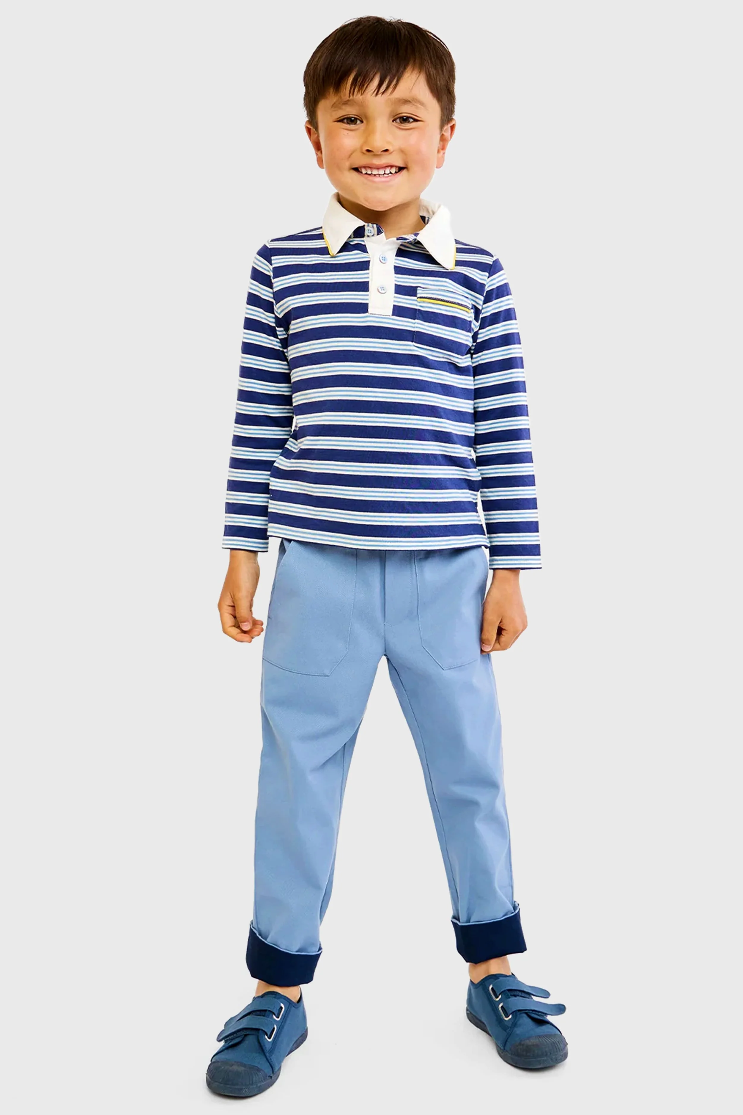 Navy Twin Stripe Parker Polo - Image 6