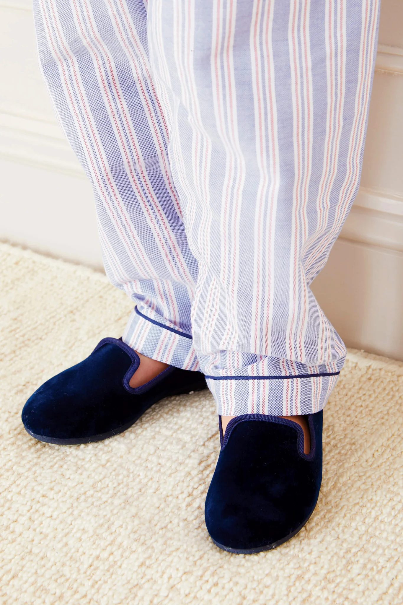 Velvet Slippers In Navy - Image 2