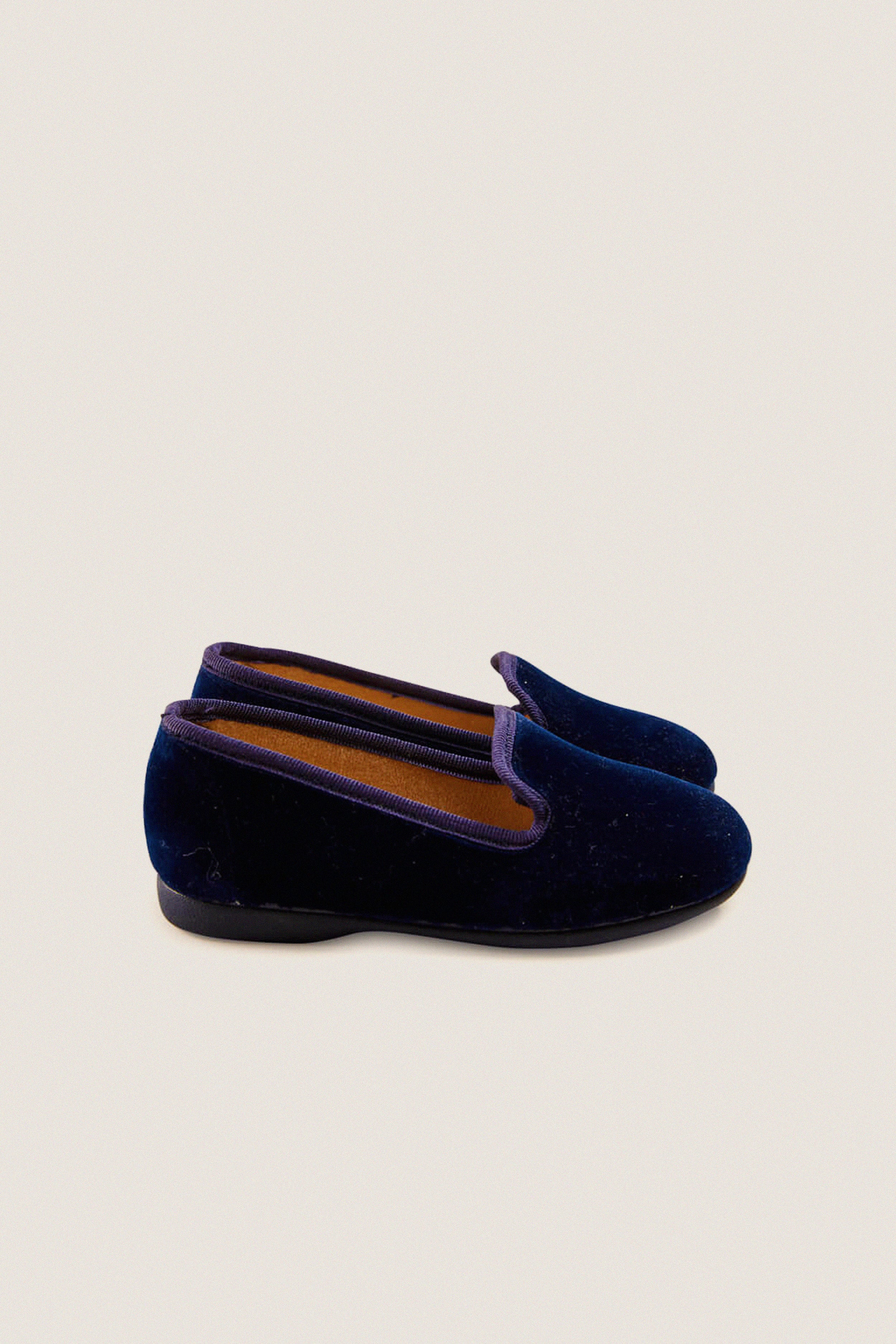 Velvet Slippers In Navy - Image 4