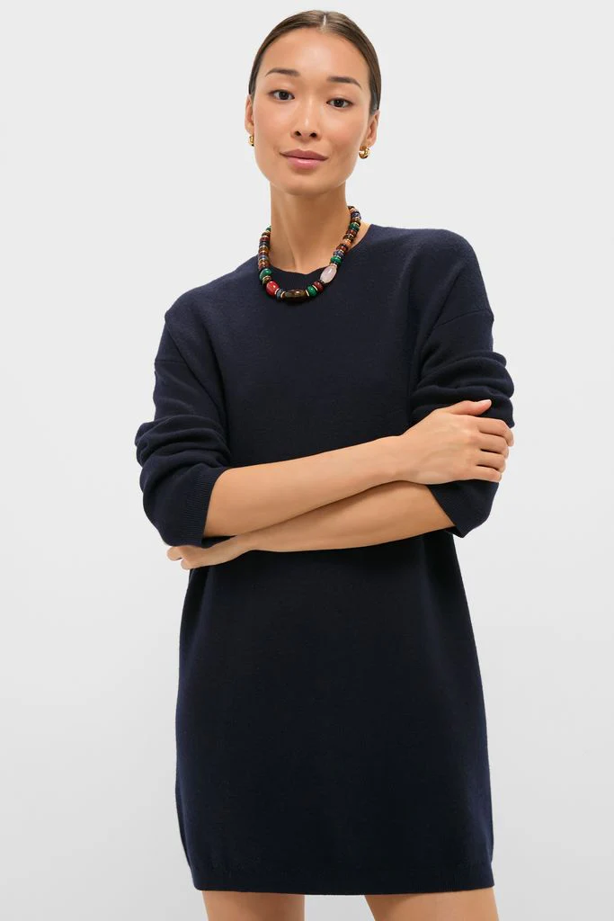 Navy Vivianne Crewneck Dress