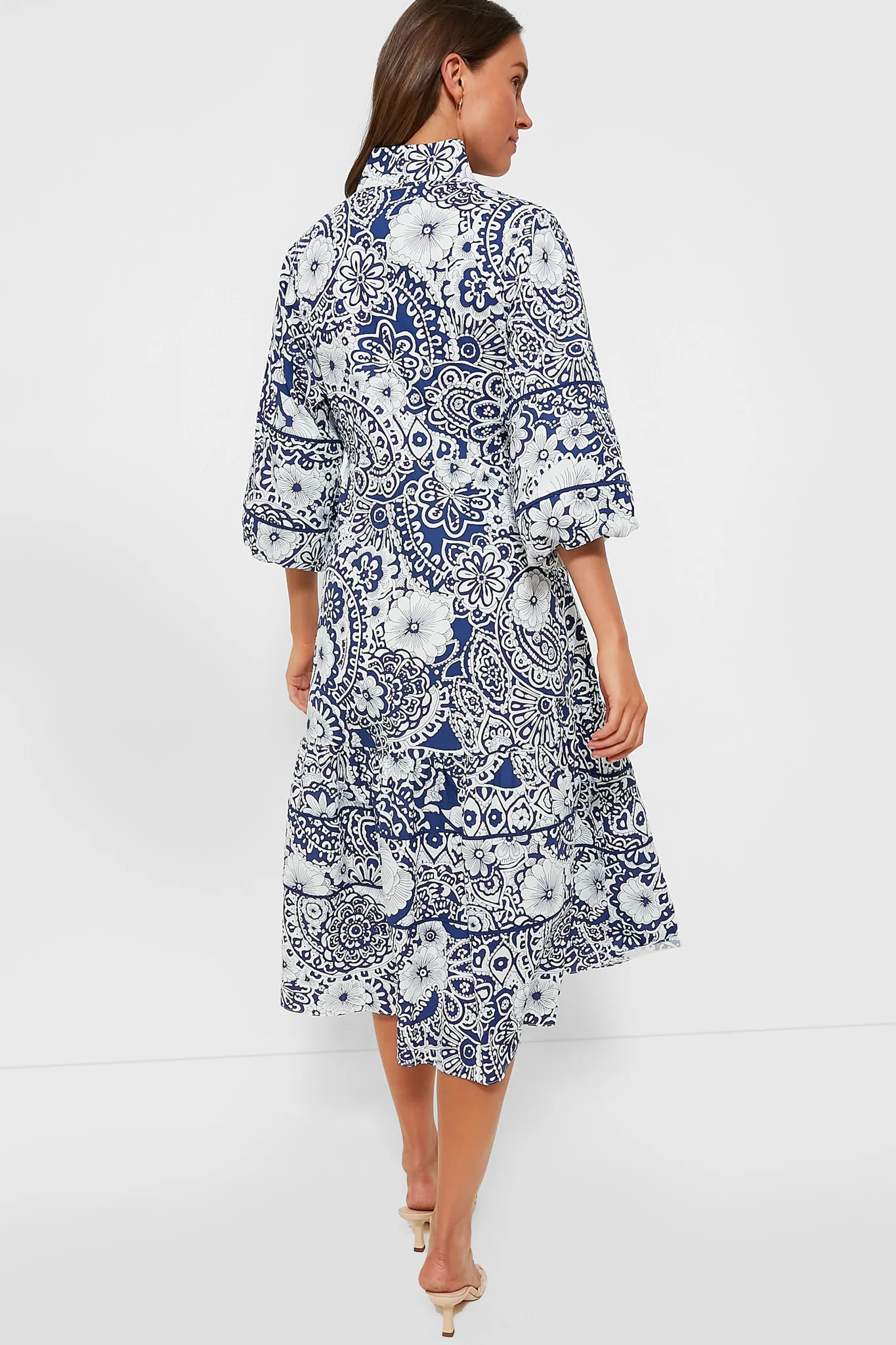 Navy & White Floral Hillsborough Midi Dress - Image 4