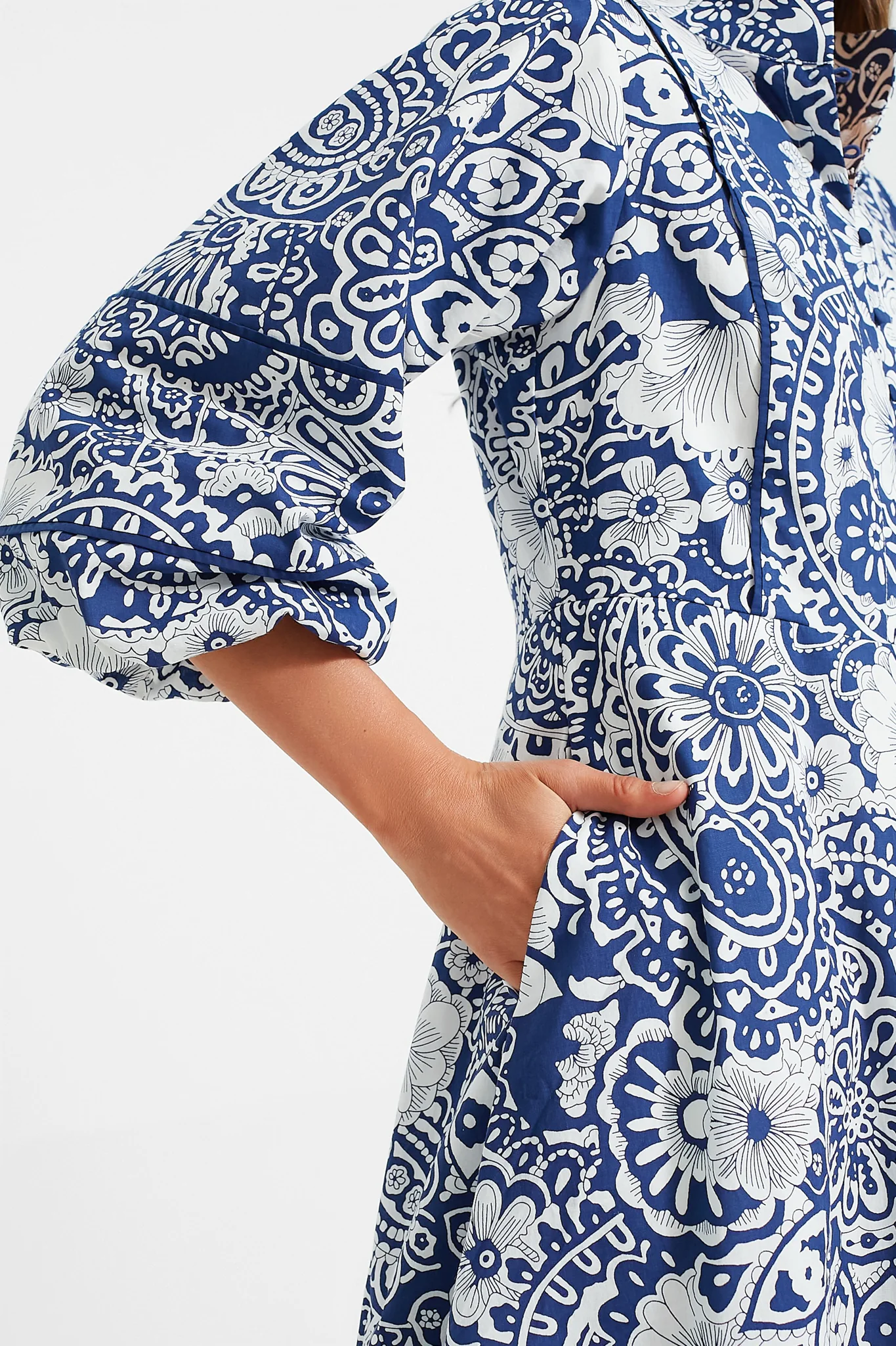 Navy & White Floral Hillsborough Midi Dress - Image 6