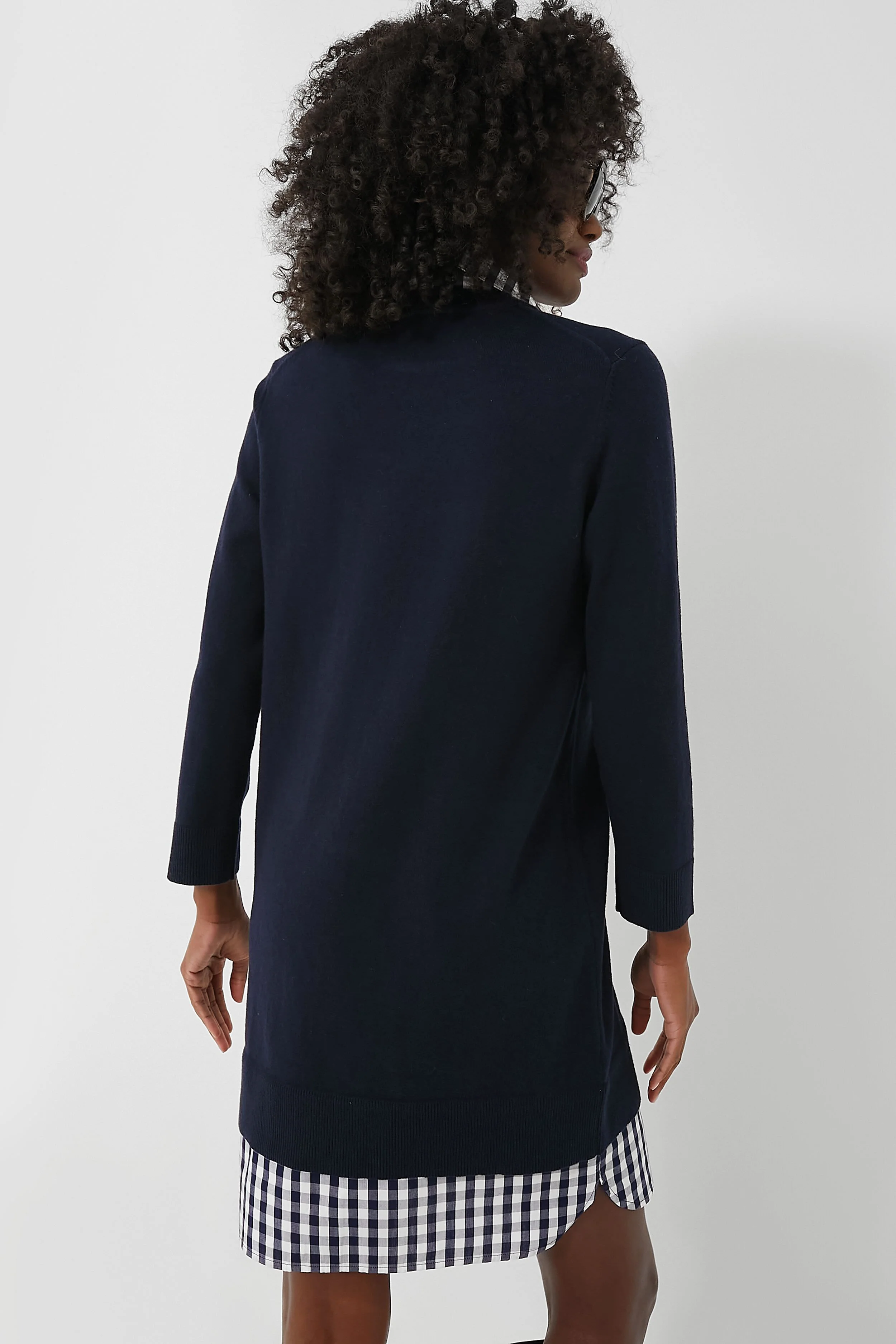 Navy Wool and Cotton Combo Sweaterdress - Image 4