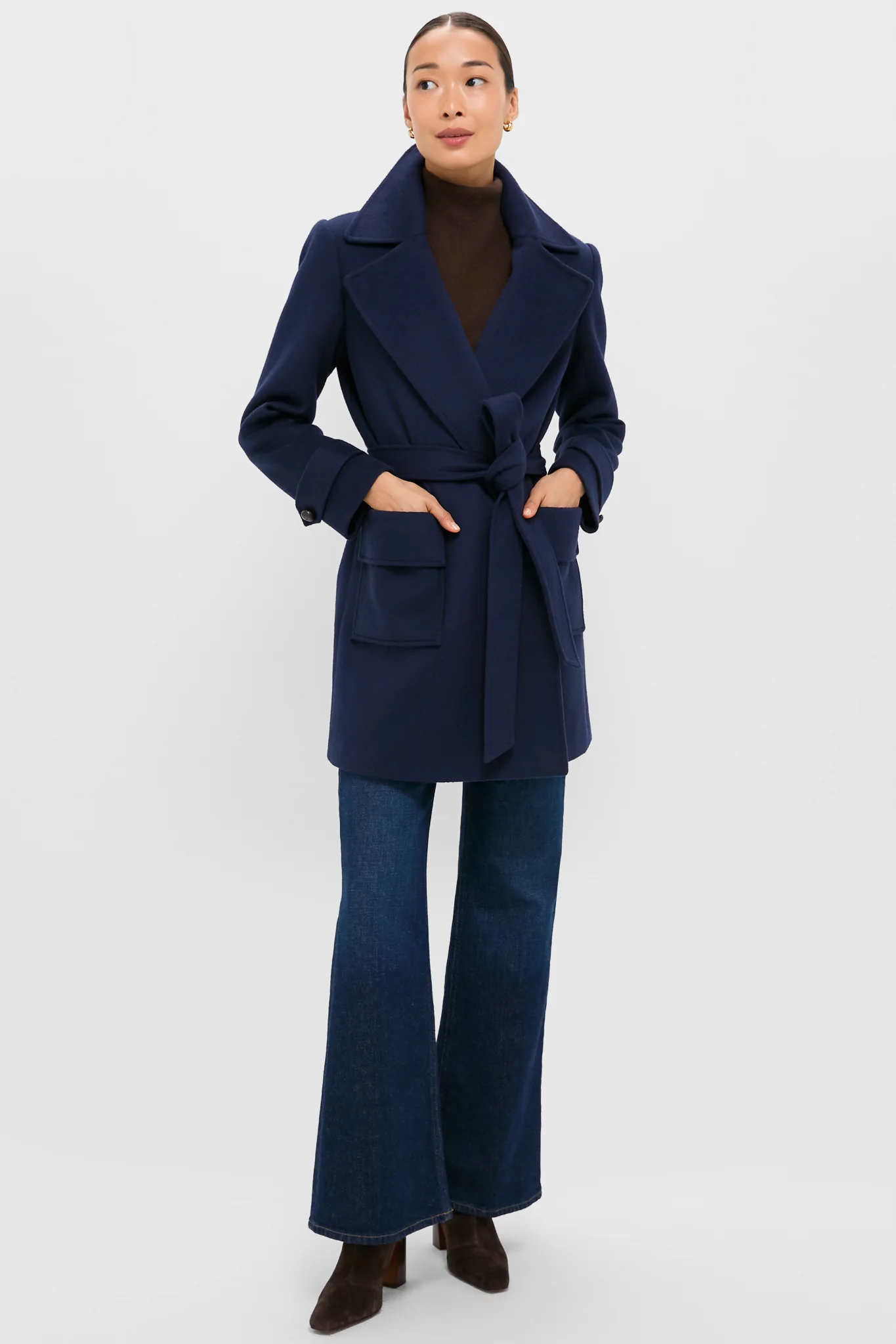 Navy Wool Ives Wrap Coat - Image 6