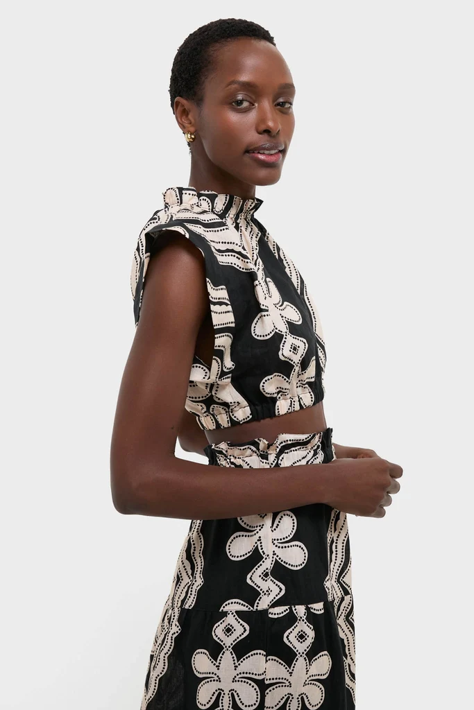 Niku Black Muna Ruched Crop Top - Image 3
